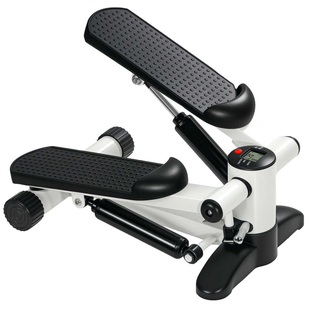 Mini Stepper Machine with LCD Monitor and Non-Slip Pedals - White-0
