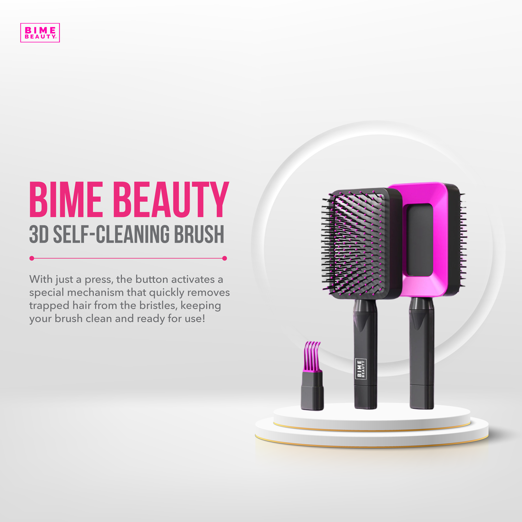 3D Self-cleaning Deluxe Rectangular Hair Brush-1