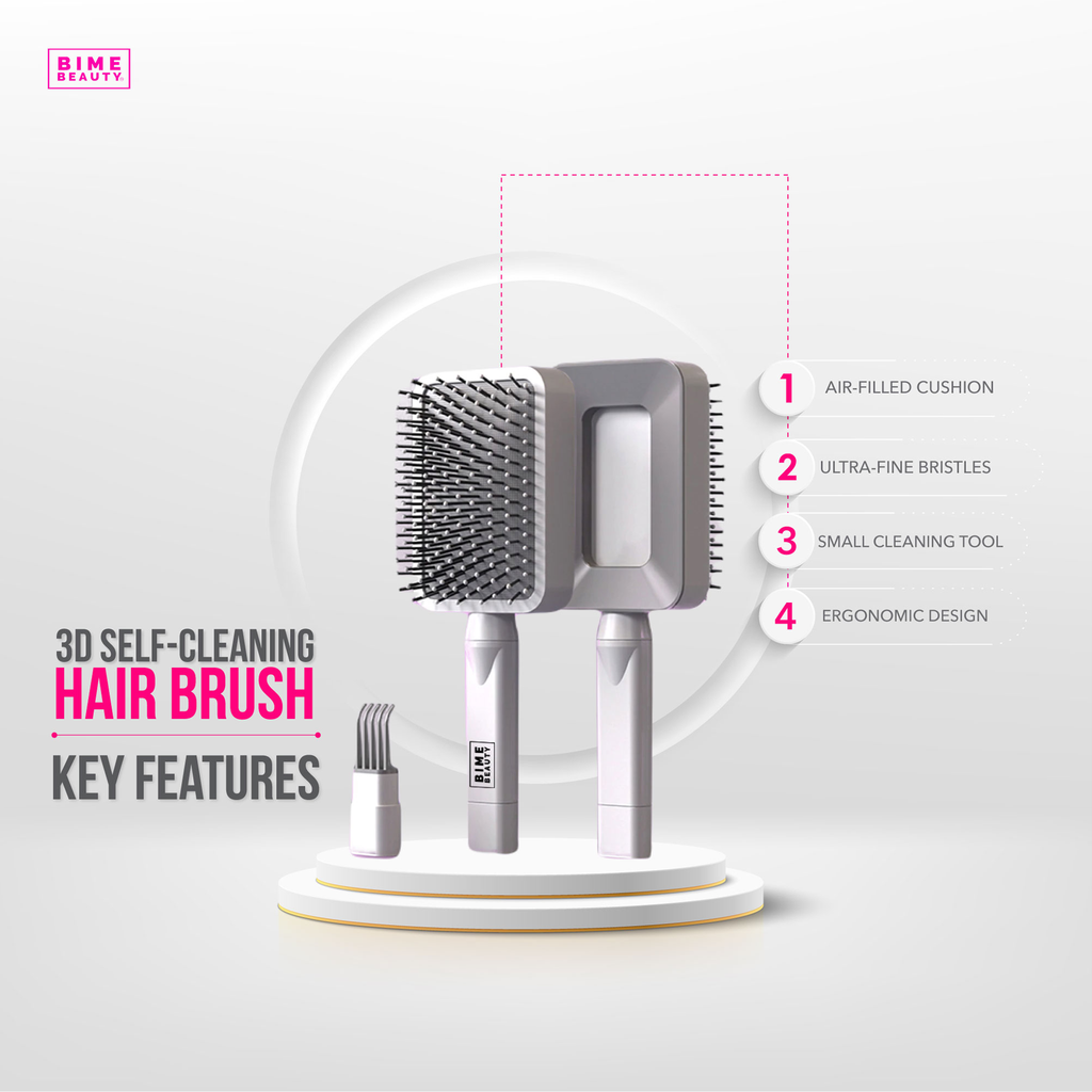3D Self-cleaning Deluxe Rectangular Hair Brush-2