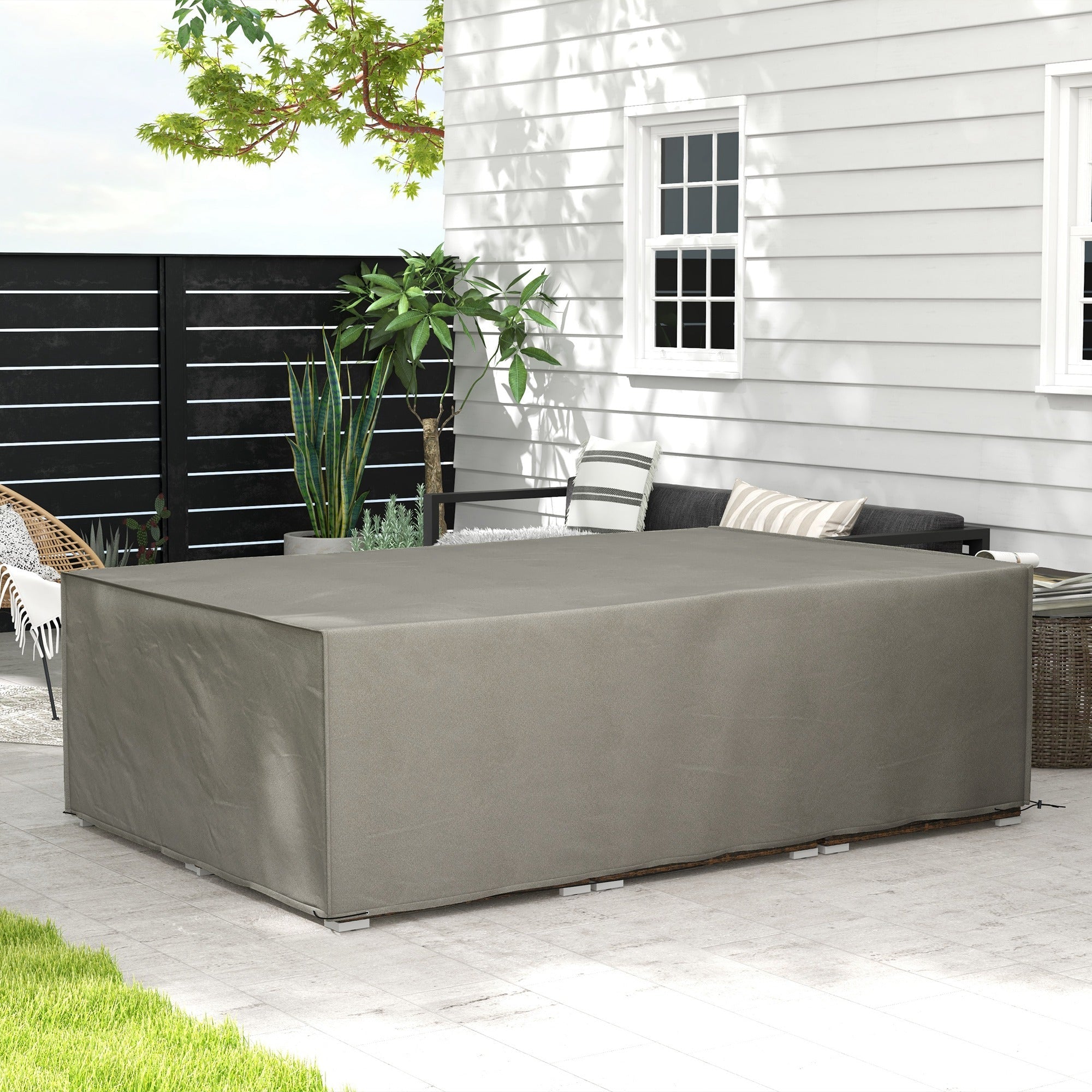 Outdoor Garden Furniture Cover Set Waterproof Grey 222x155x67 cm-1