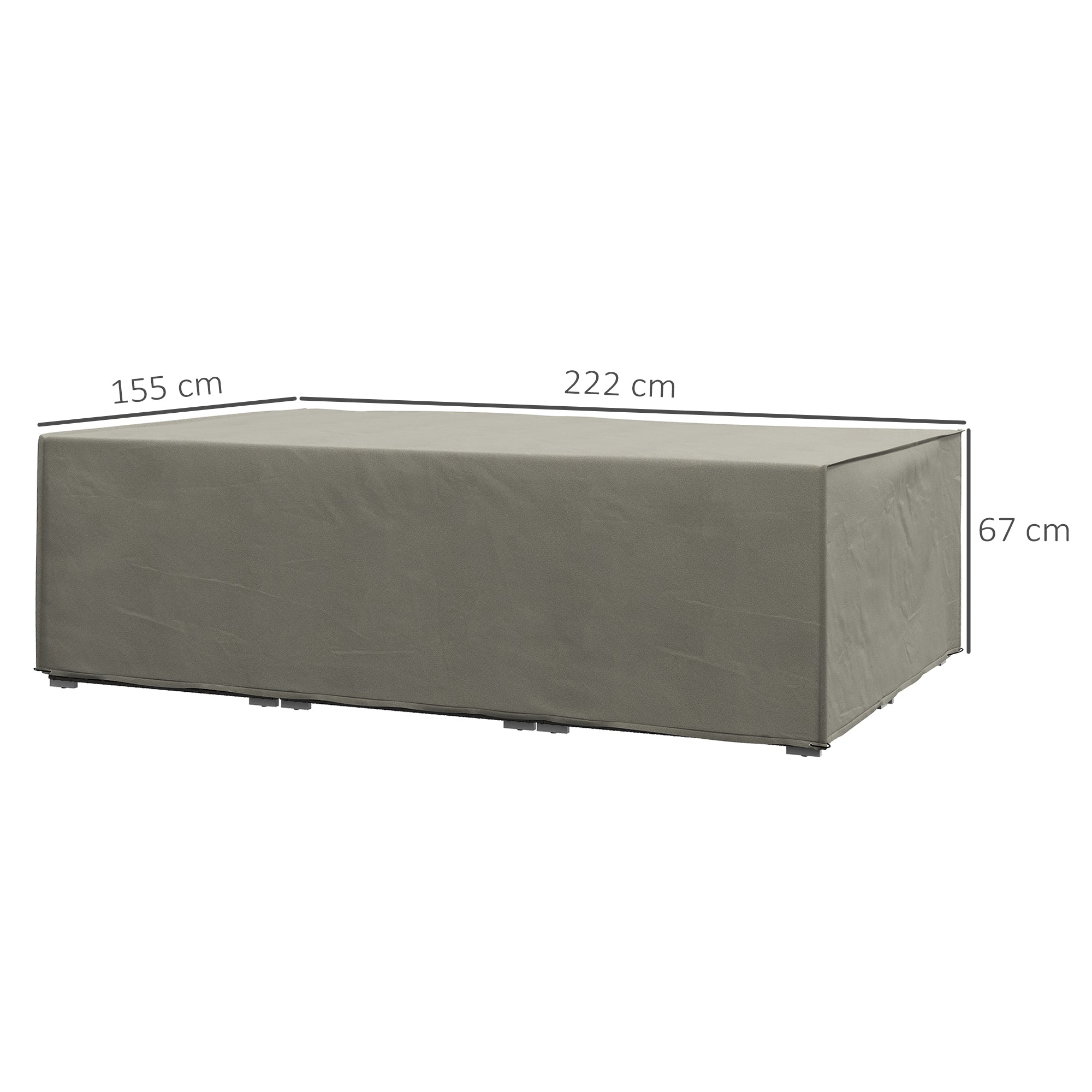 Outdoor Garden Furniture Cover Set Waterproof Grey 222x155x67 cm-2