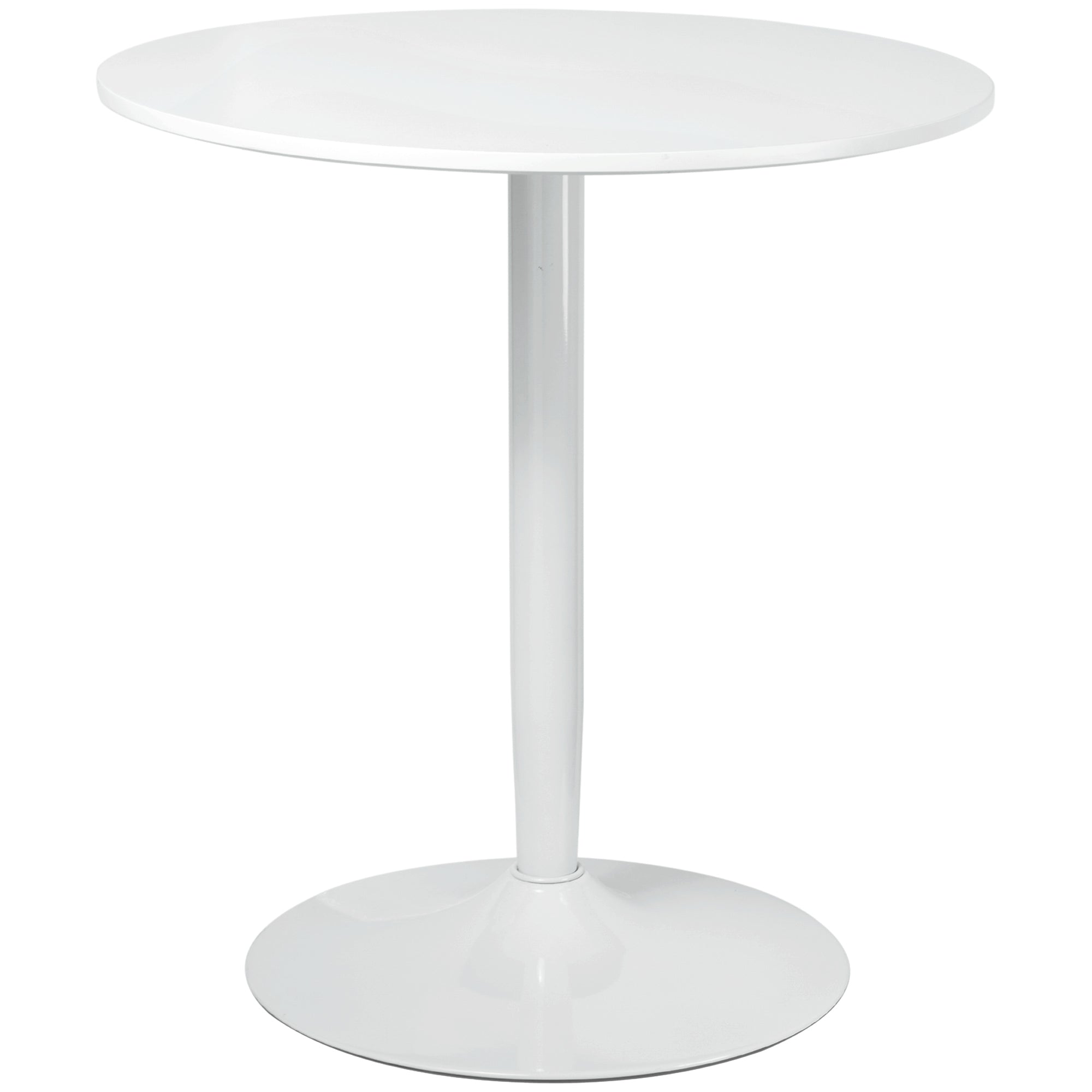 Round Dining Table, Modern Dining Room Table with Steel Base, Non-slip Foot Pad, Space Saving Small Dining Table, White-0