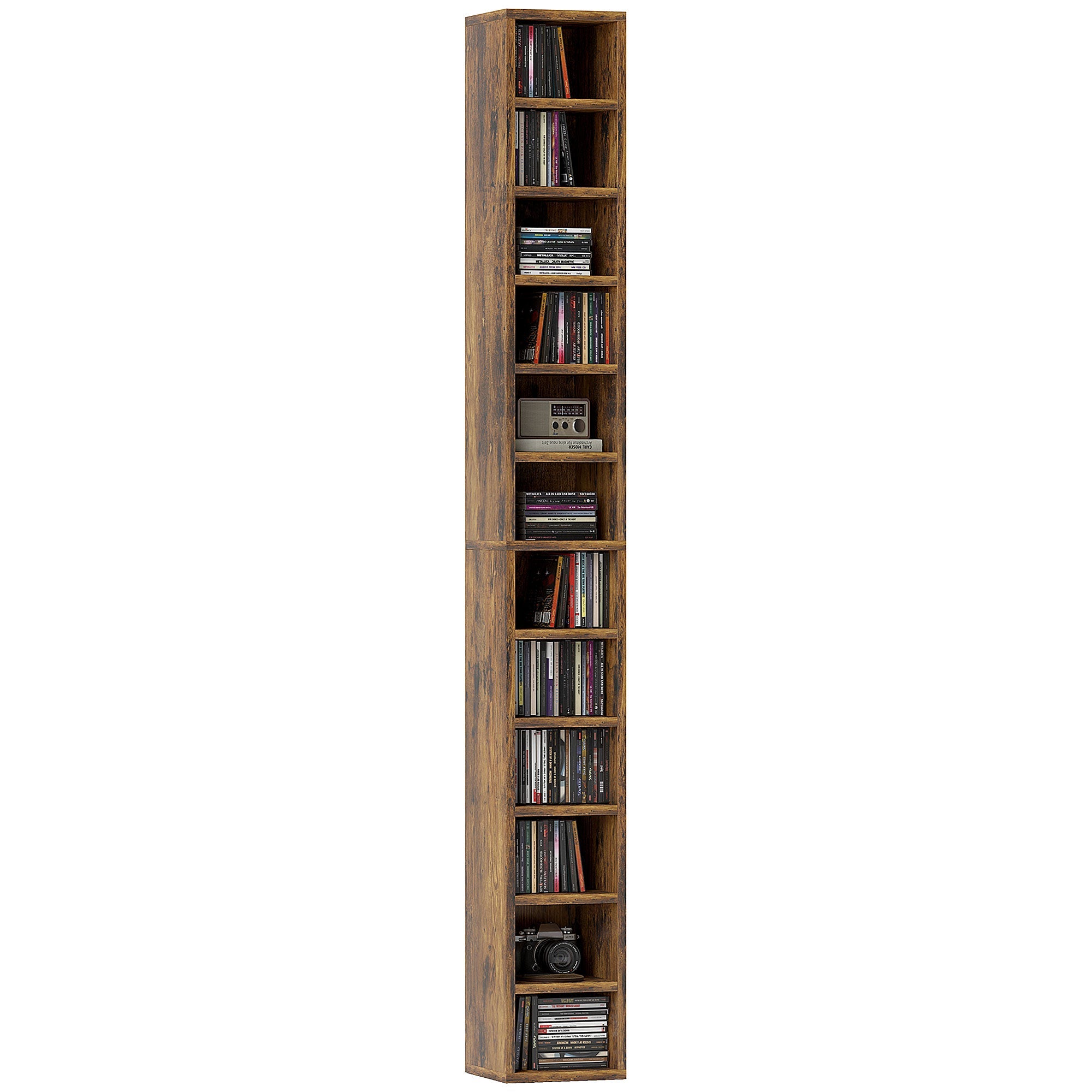 204 CD Tall Narrow Media Storage Tower - Rustic Brown-0