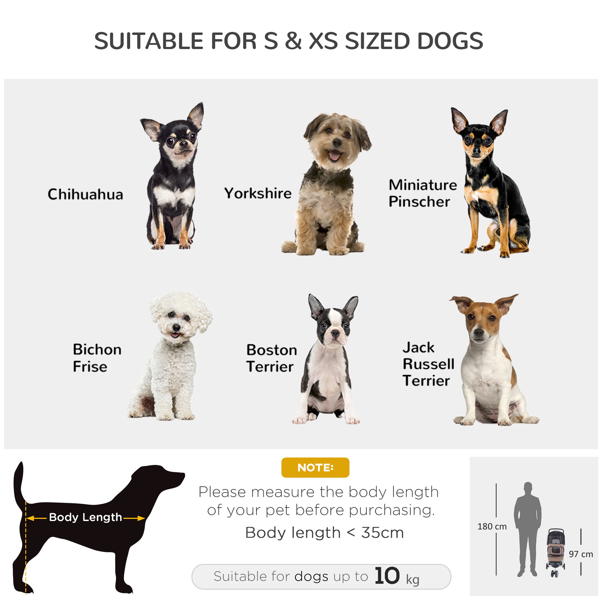 Dog Stroller with Cover for Small Miniature Dogs, Folding Cat Pram Dog Pushchair with Cup Holder, Storage Basket, Reflective Strips, Brown-3