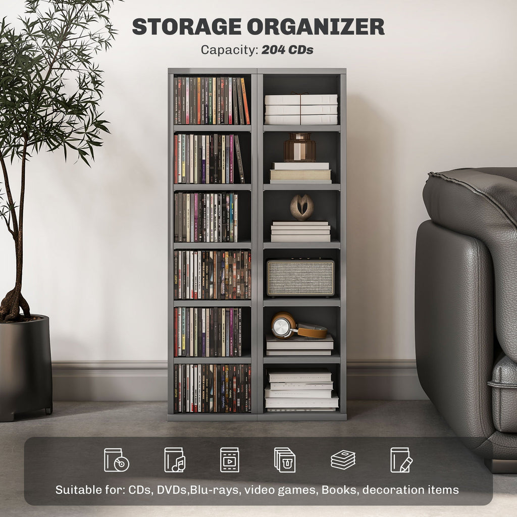 Set of Two 102 CD Storage Units - High Gloss Grey-3