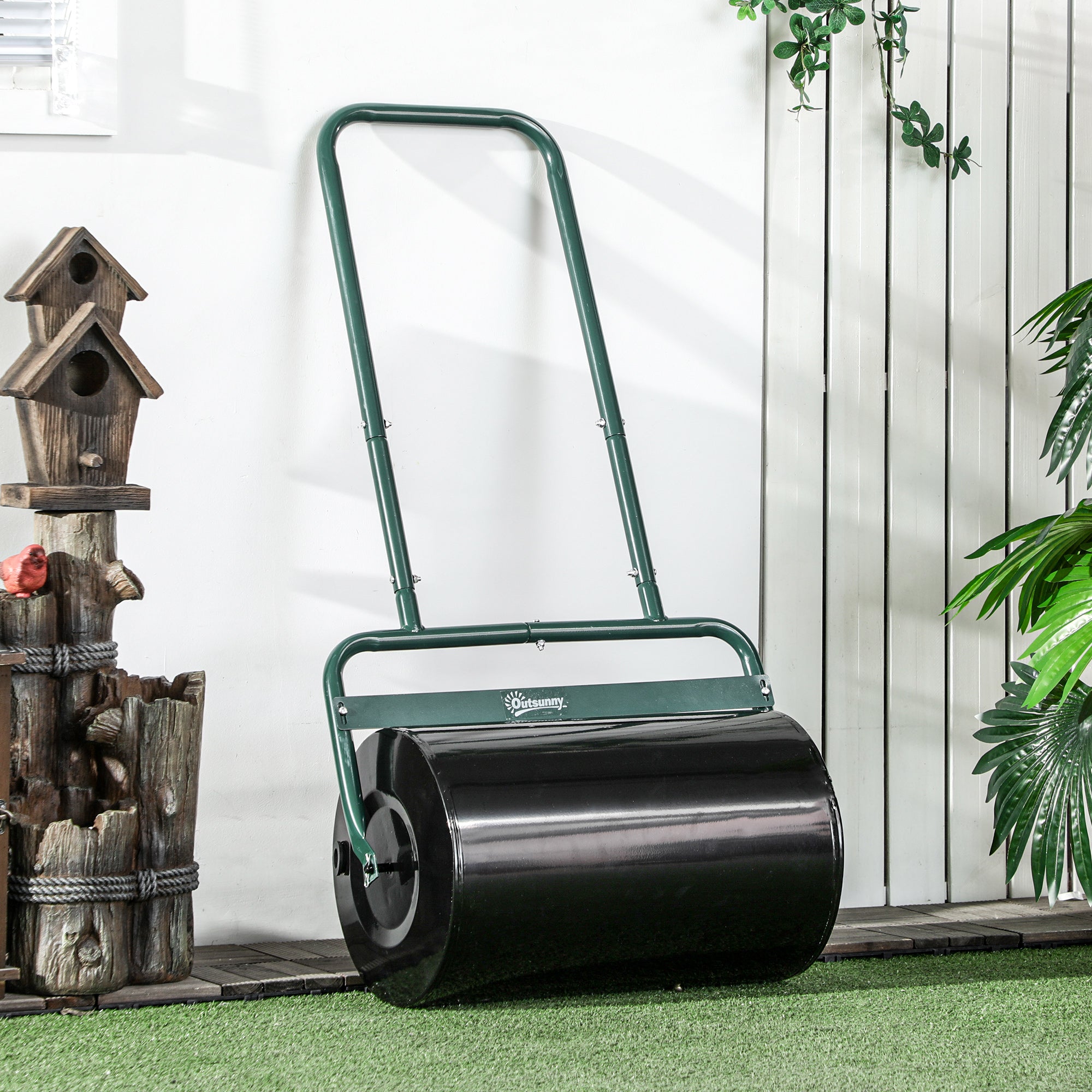38L Fillable Steel Lawn Roller for Lawn Flattening - Dark Green-1