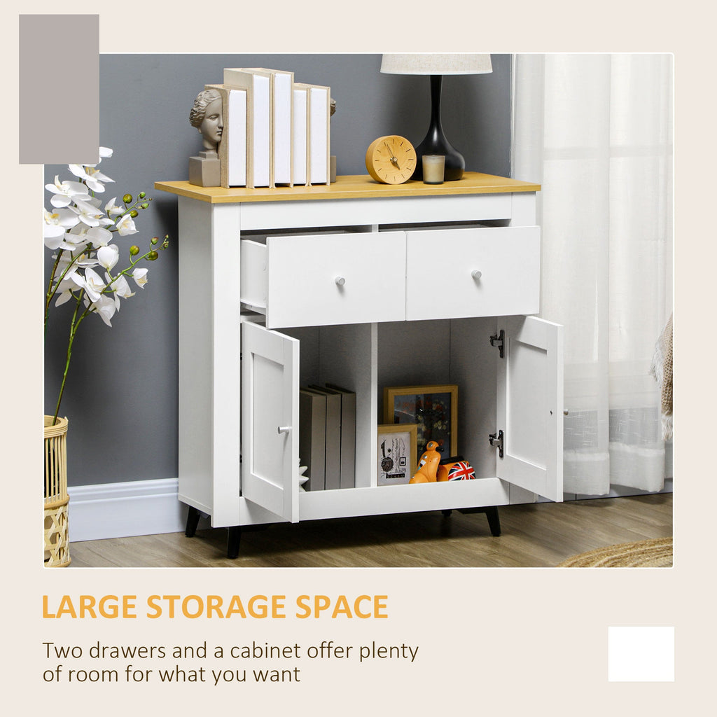 Sideboard Cabinet, Modern Kitchen Cupboard with Double Doors and Drawers for Dining Room, Living Room and Entryway, White-4
