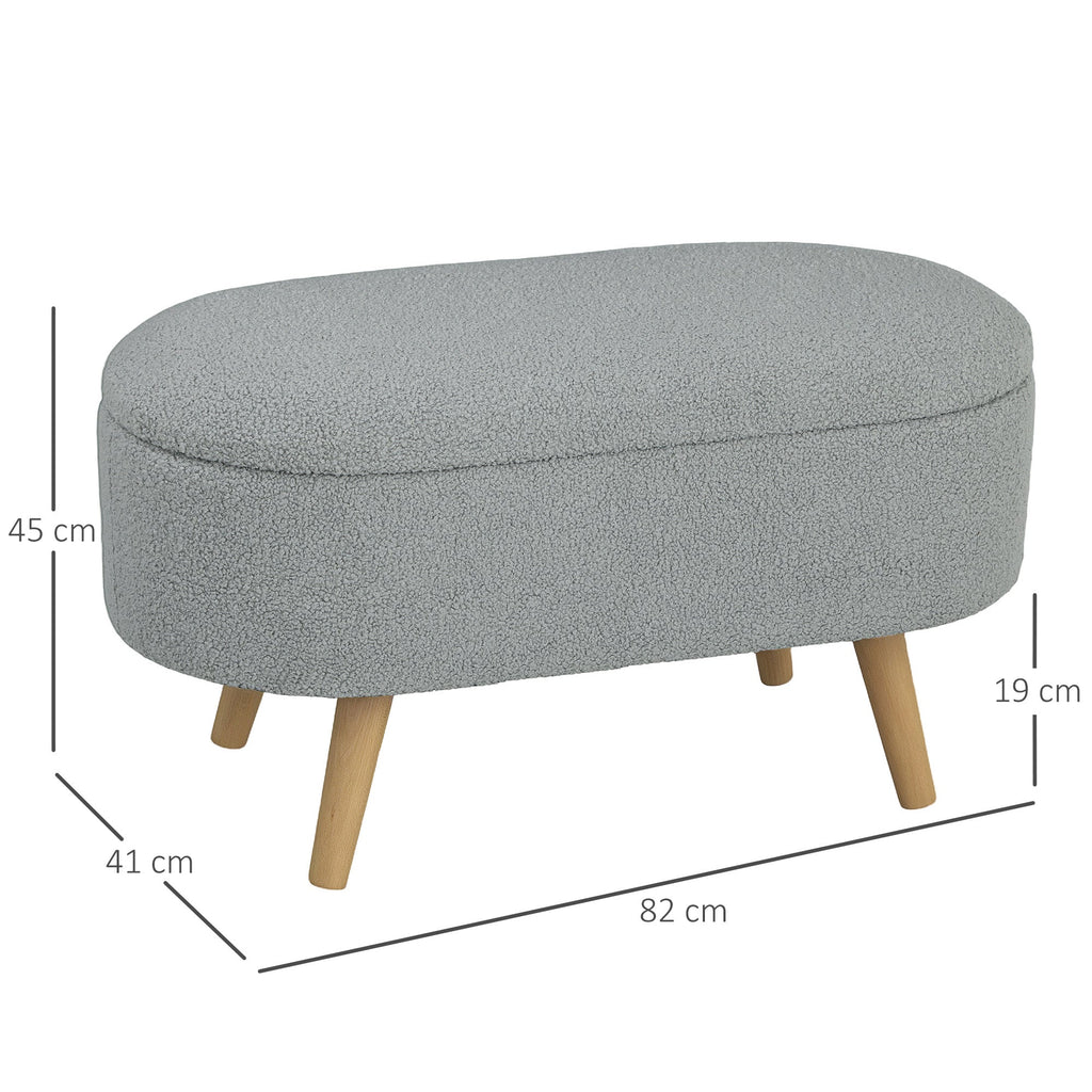 Teddy Fleece Storage Ottoman - Grey-2