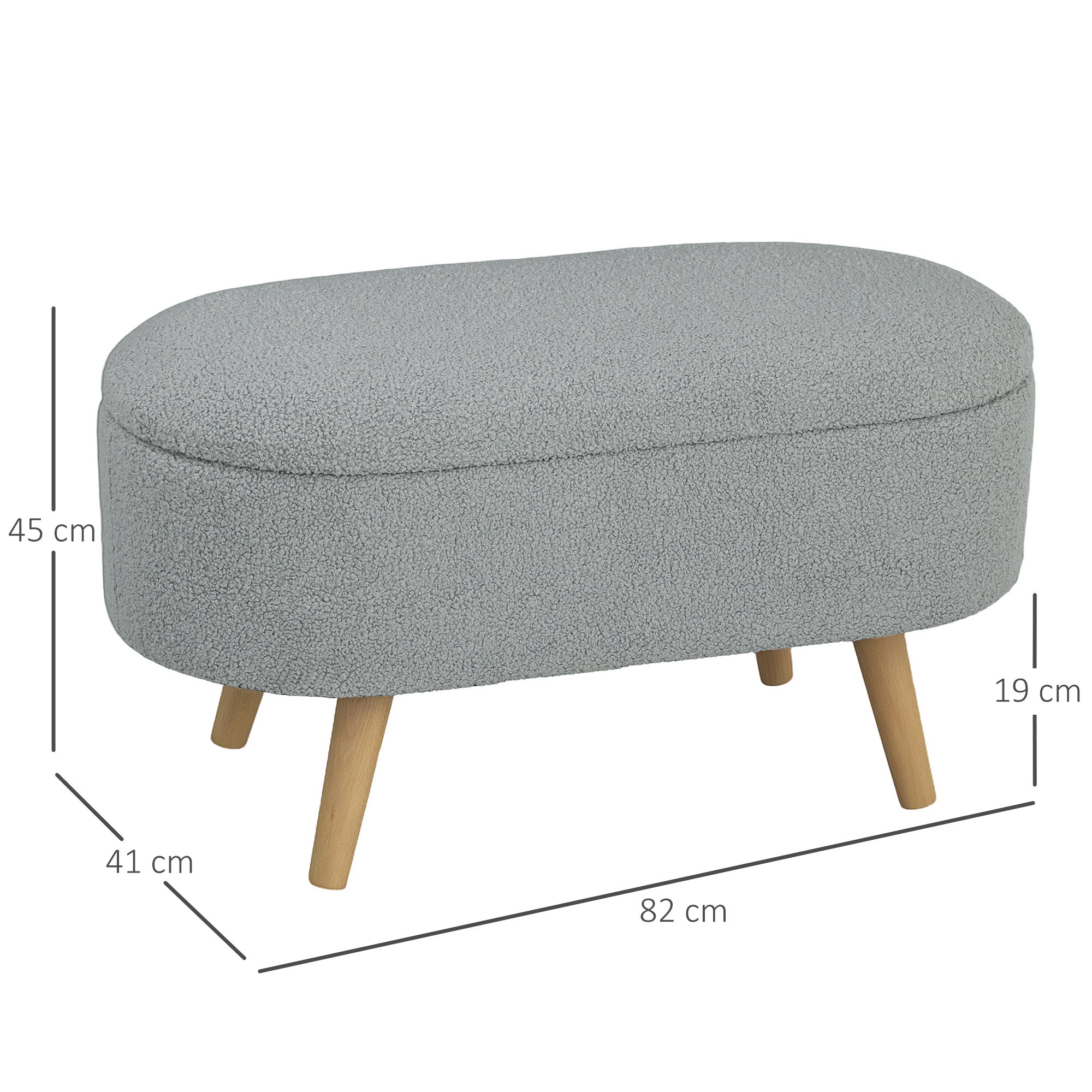Teddy Fleece Storage Ottoman - Grey-2