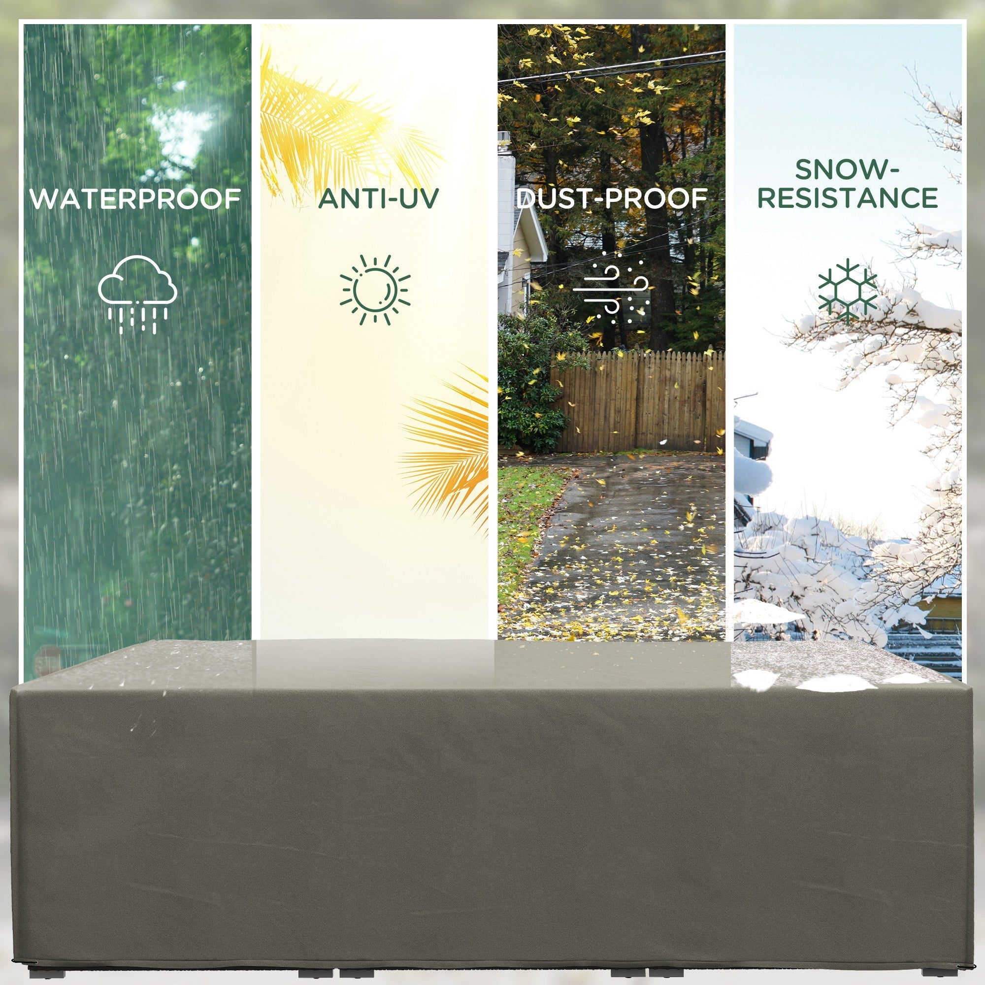 Outdoor Garden Furniture Cover Set Waterproof Grey 222x155x67 cm-3