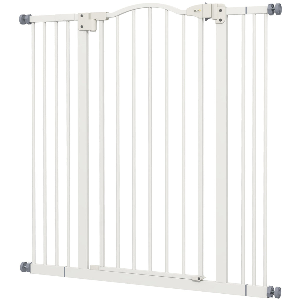 Metal Pet Safety Gate Dog Gate Folding Fence, White-0