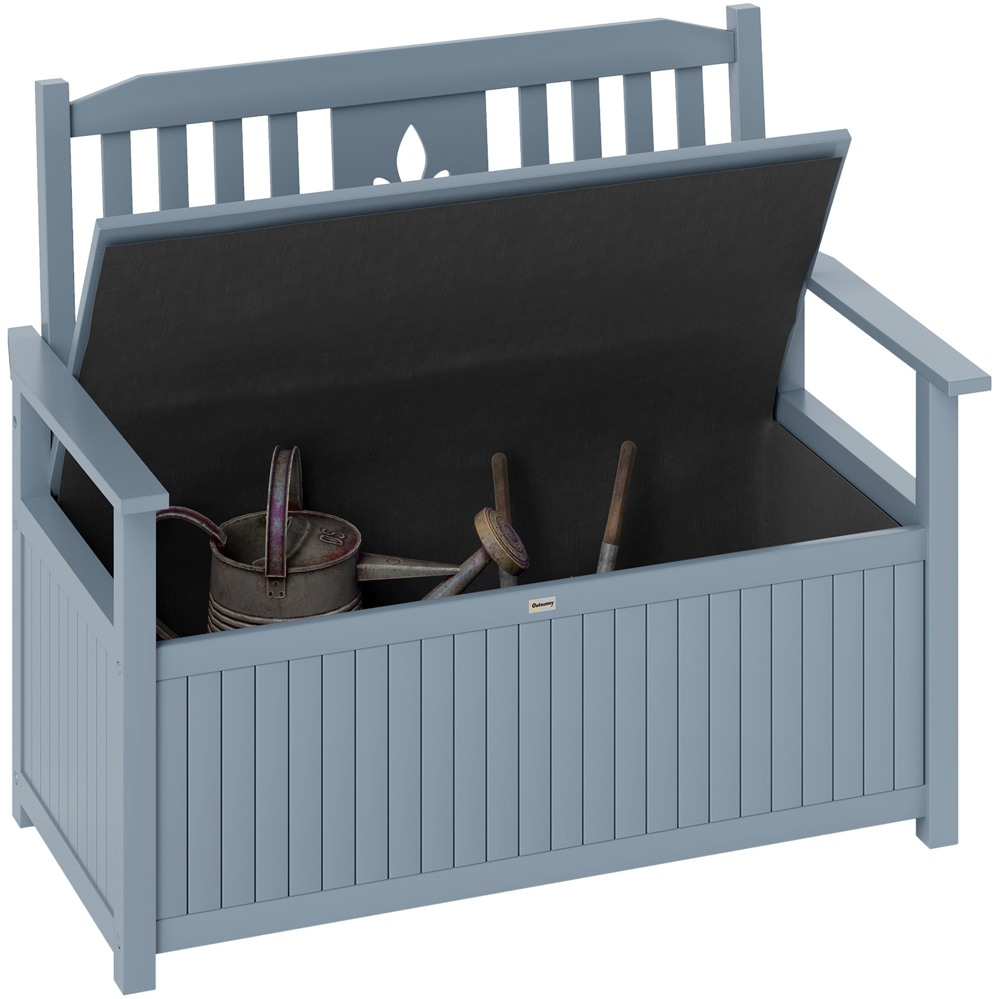 2 Seater Wooden Storage Bench with Hidden Compartment - Grey-0