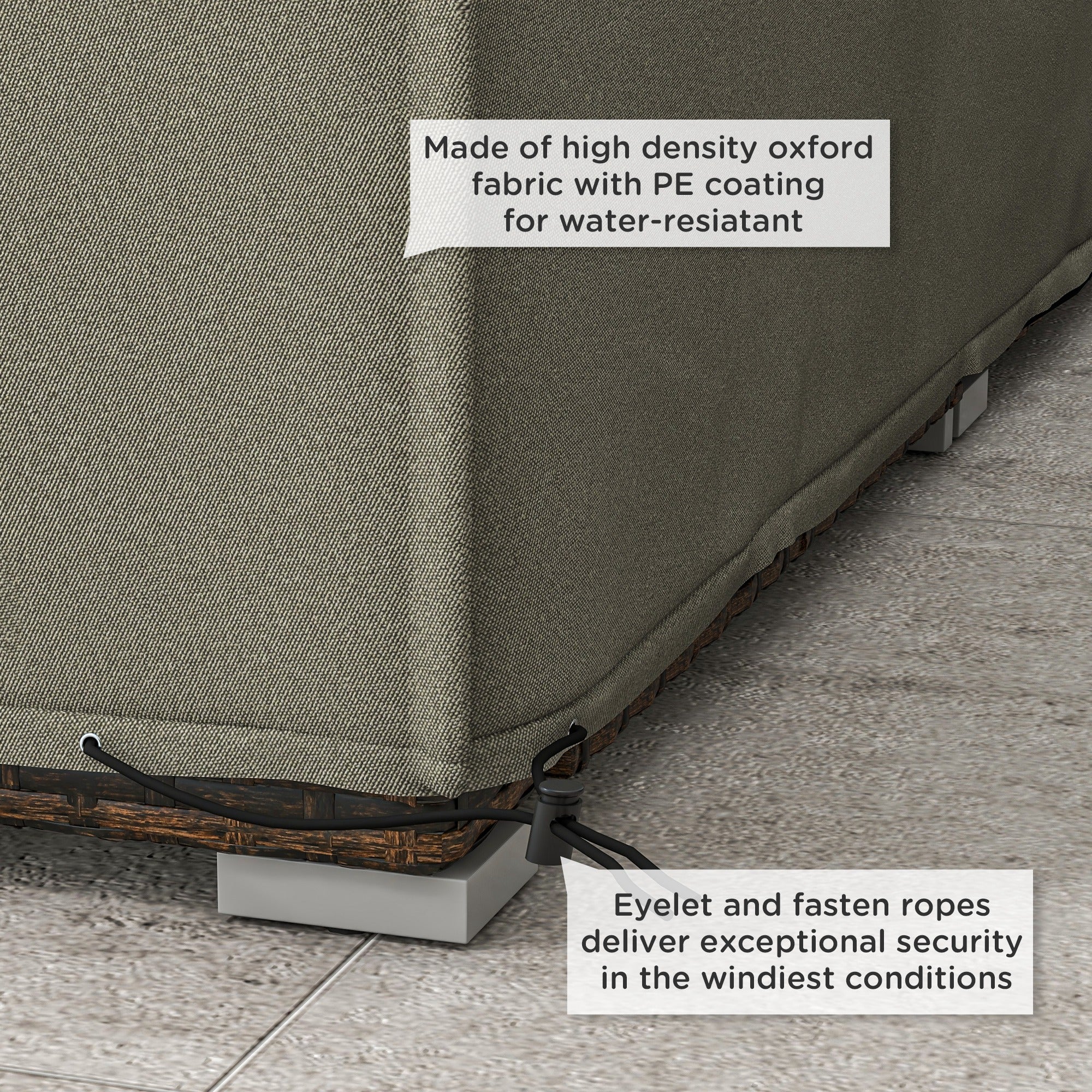 Outdoor Garden Furniture Cover Set Waterproof Grey 222x155x67 cm-4