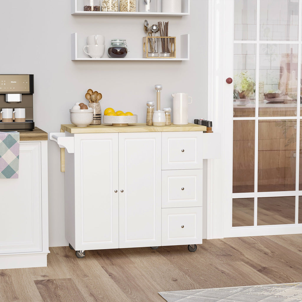 Drop-Leaf Kitchen Island on Wheels Utility Storage Cart with Drawers & Cabinet for Kitchen, Dining & Living Room-1