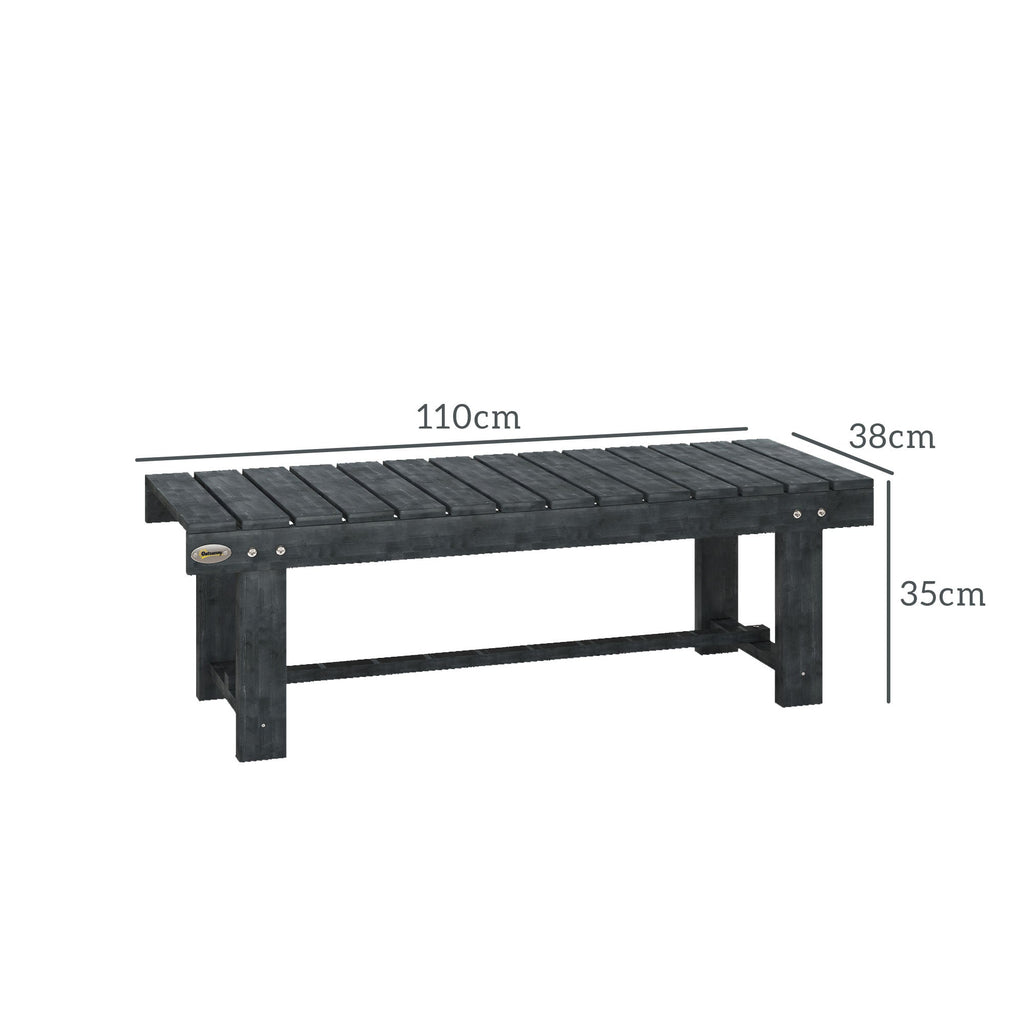 2-Seater Garden Wooden Bench, Grey-2
