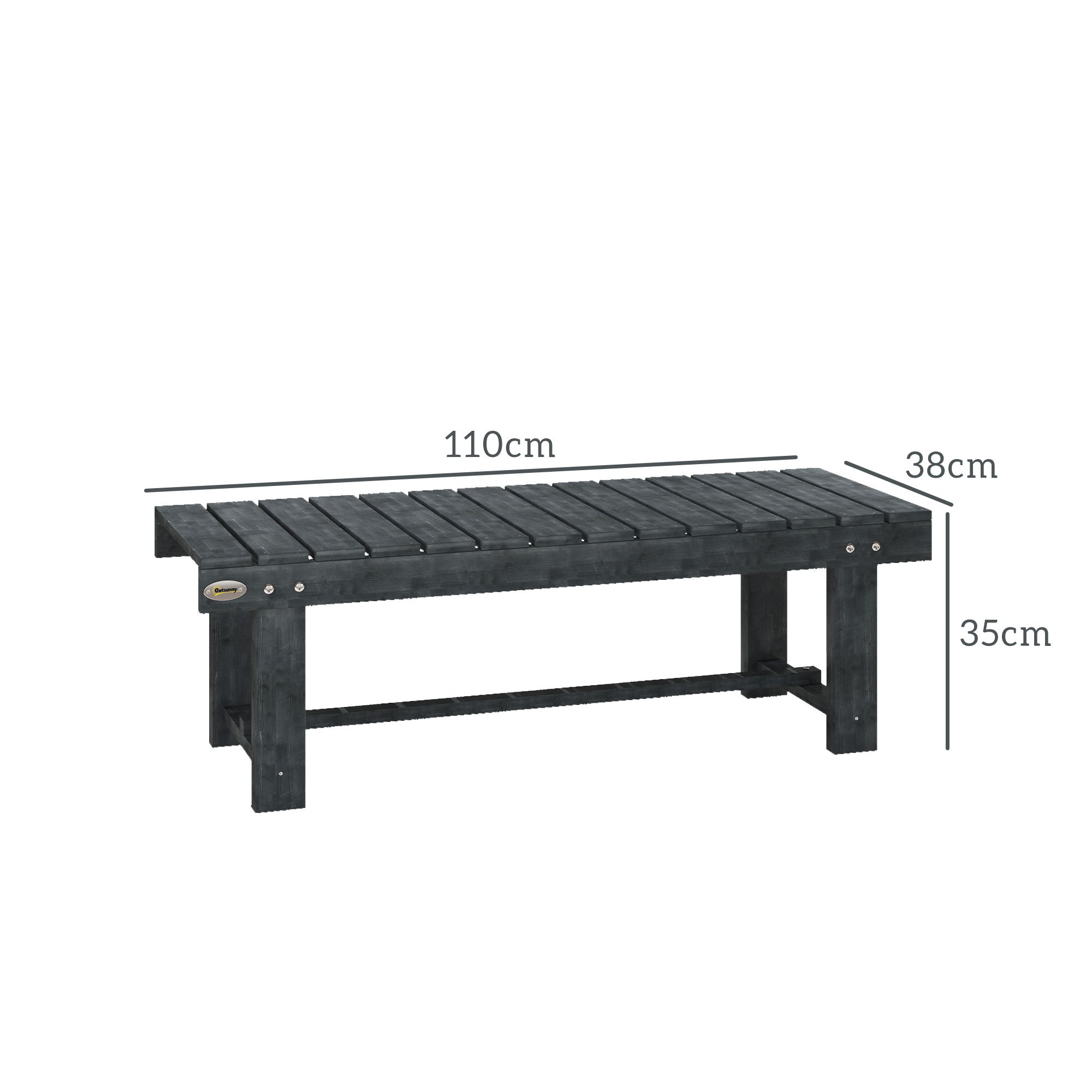 2-Seater Garden Wooden Bench, Grey-2