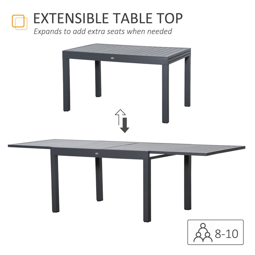 10 Seater Extendable Garden Dining Table with Aluminium Frame Grey-3