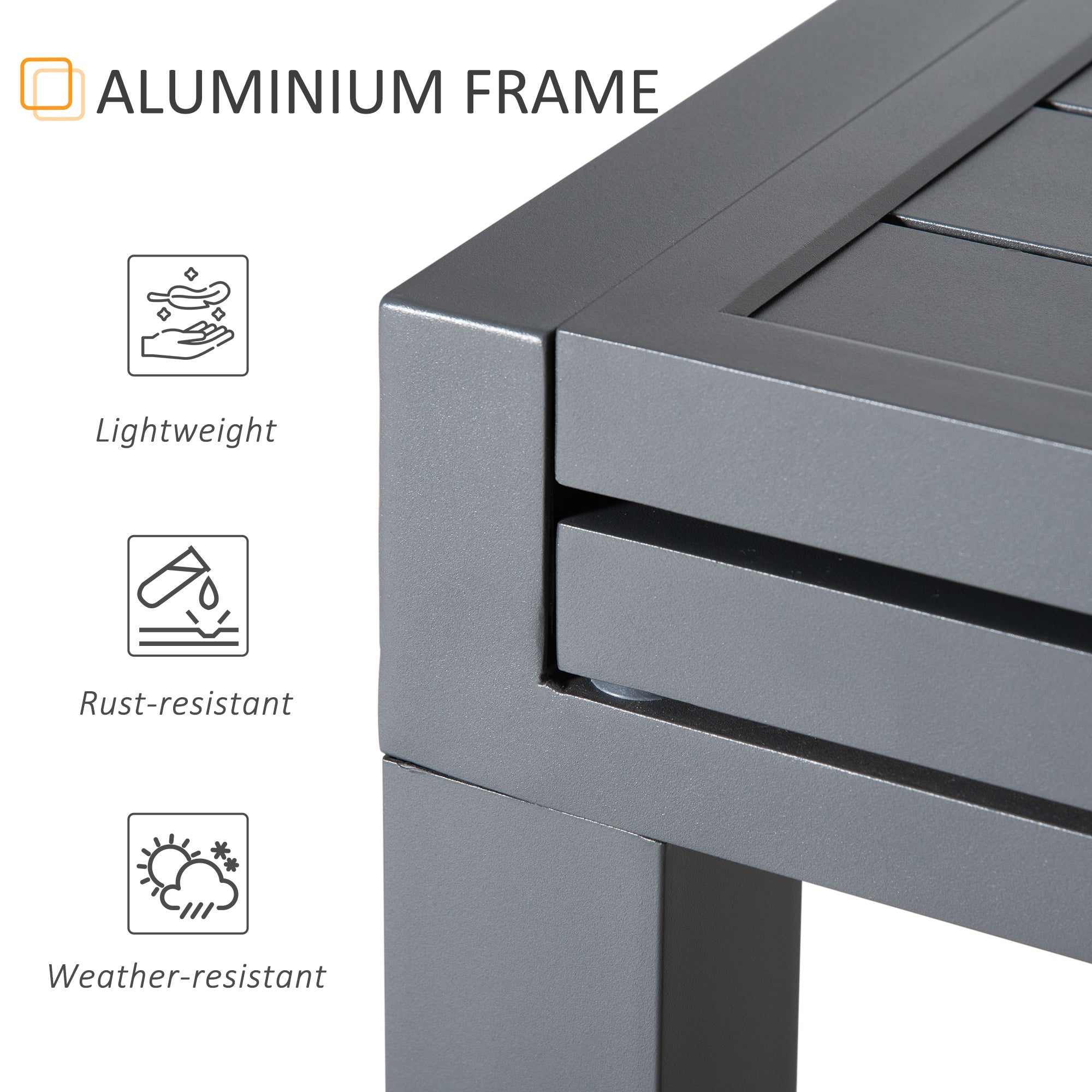 10 Seater Extendable Garden Dining Table with Aluminium Frame Grey-4
