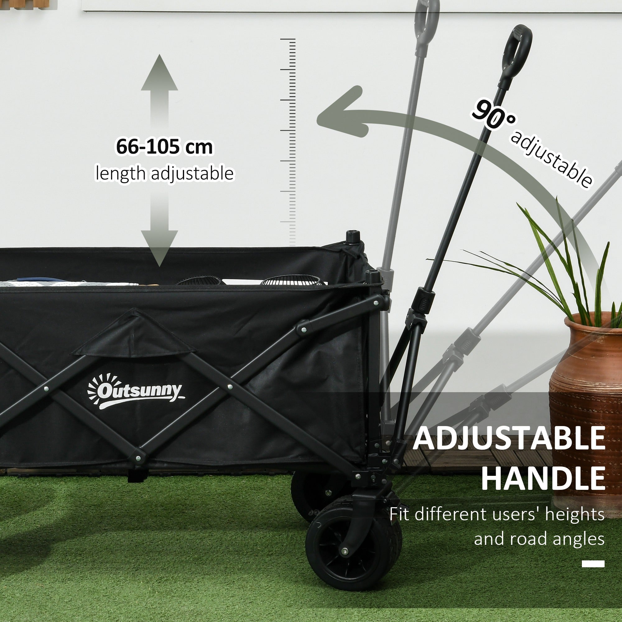 Folding Garden Trolley with Carry Bag 120KG Capacity Black-4