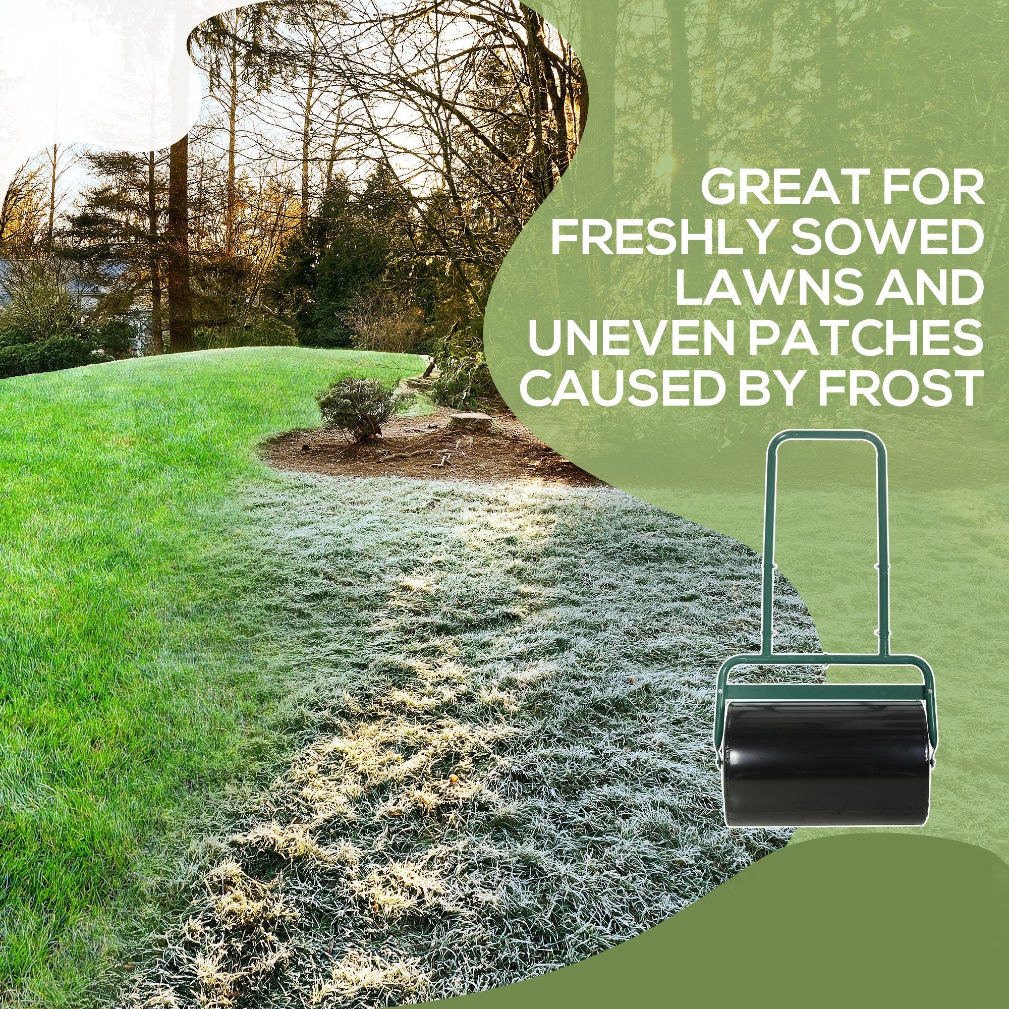 38L Fillable Steel Lawn Roller for Lawn Flattening - Dark Green-4