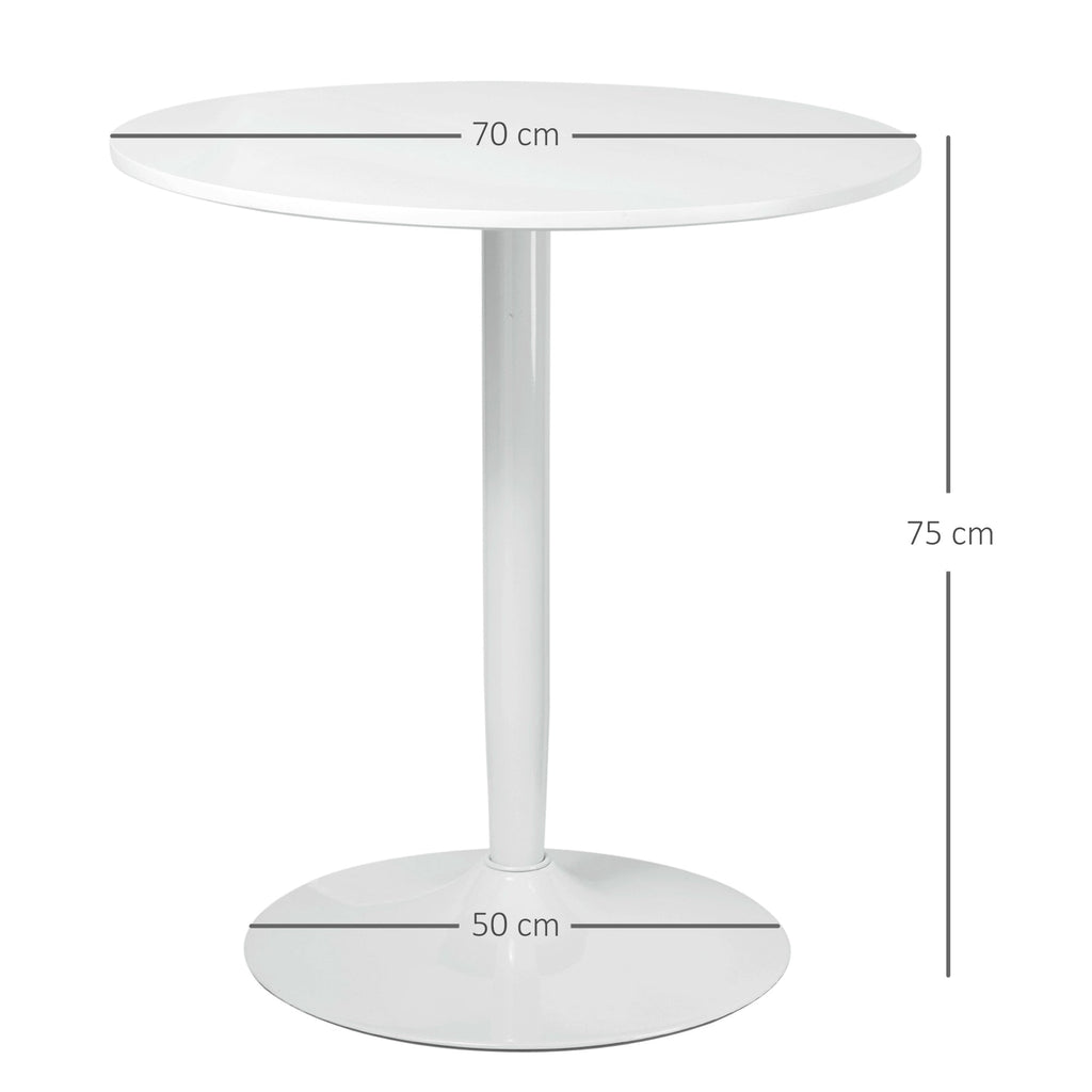 Round Dining Table, Modern Dining Room Table with Steel Base, Non-slip Foot Pad, Space Saving Small Dining Table, White-2