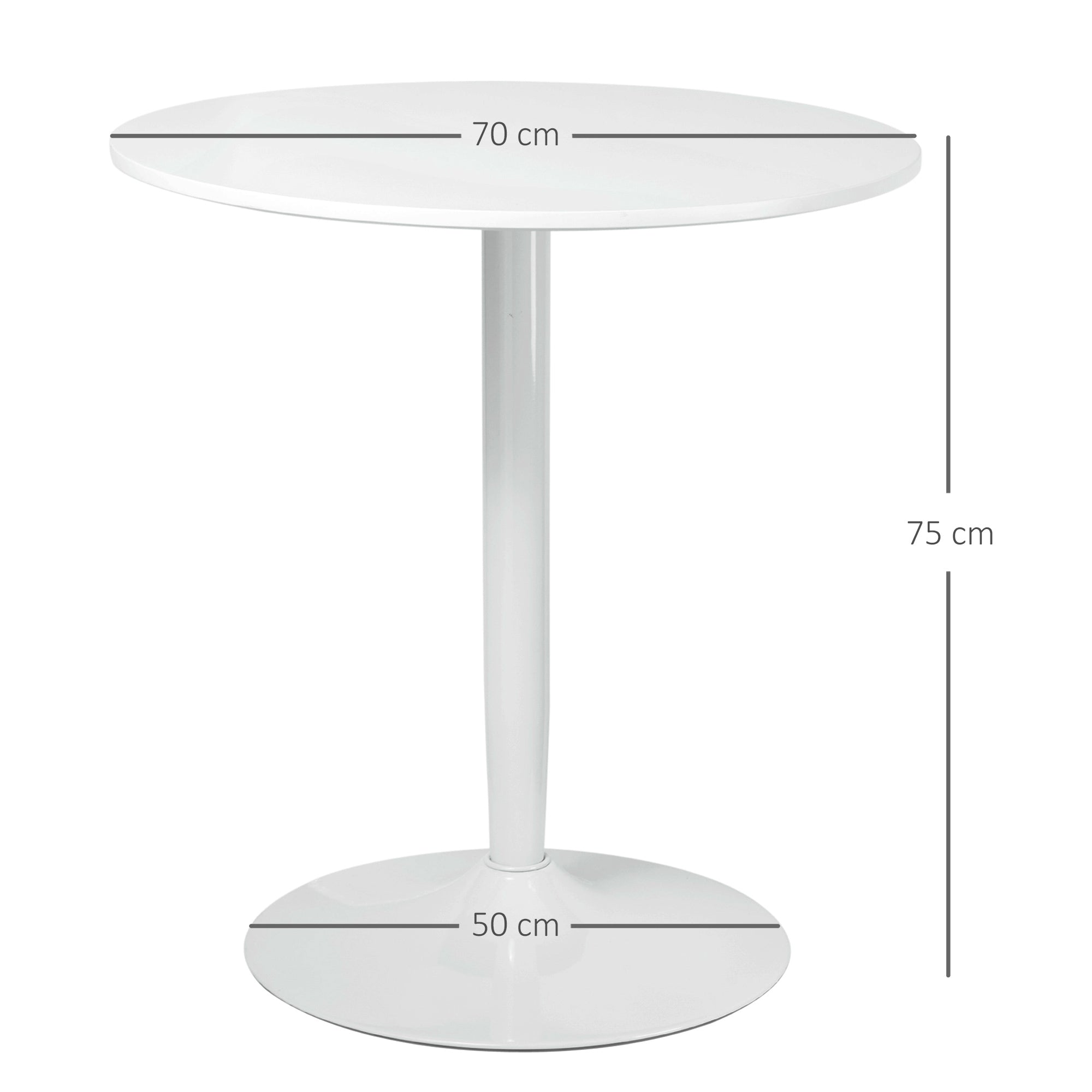Round Dining Table, Modern Dining Room Table with Steel Base, Non-slip Foot Pad, Space Saving Small Dining Table, White-2