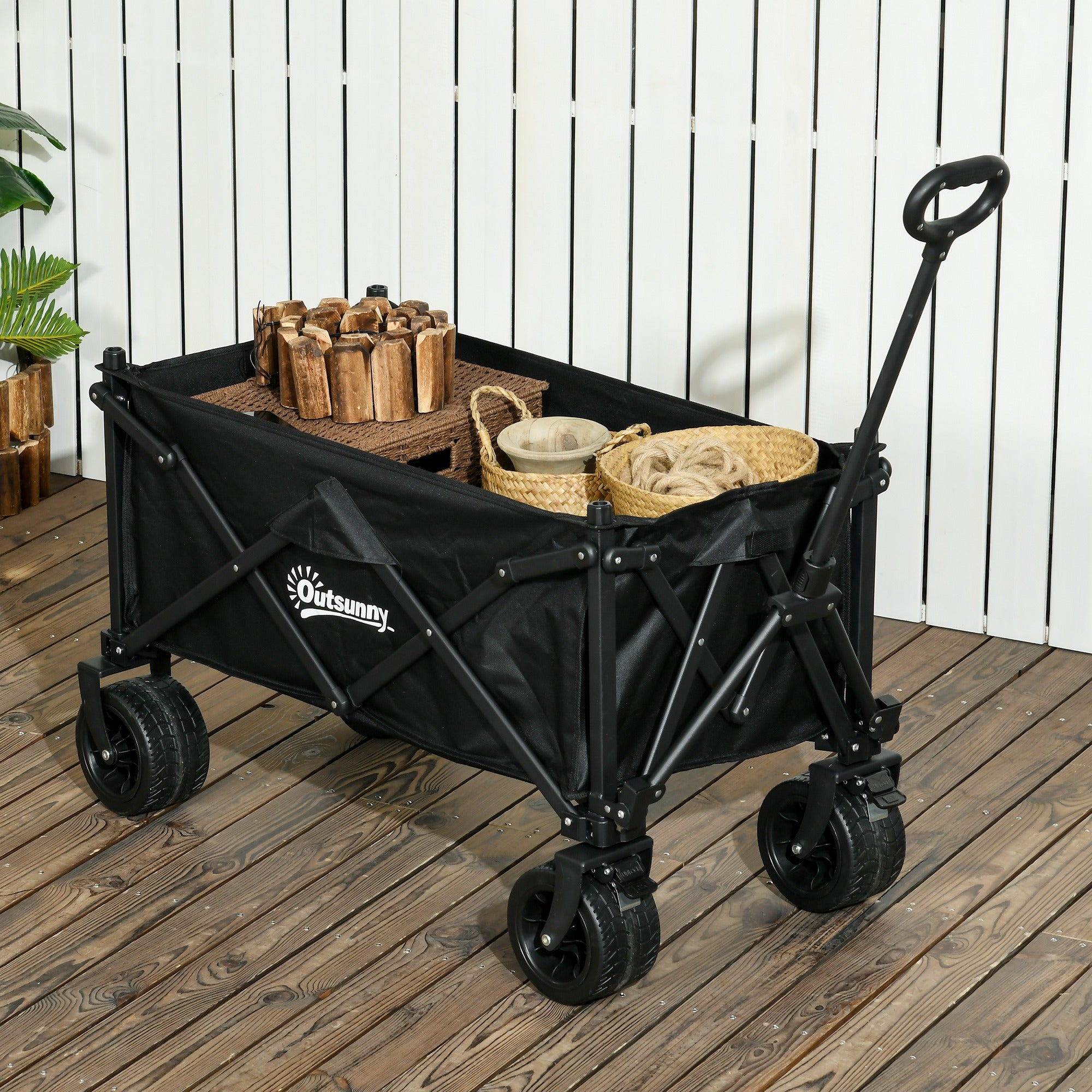 Folding Garden Trolley with Carry Bag 120KG Capacity Black-1