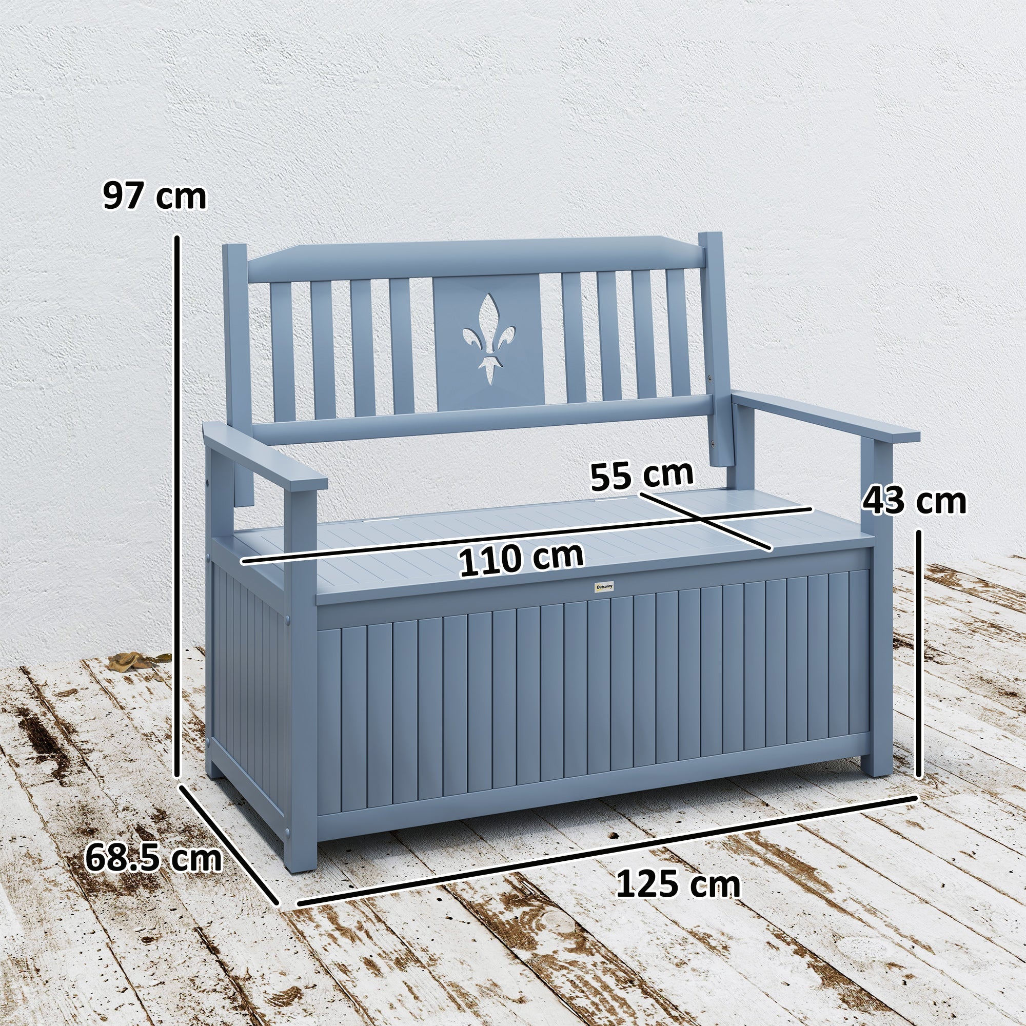 2 Seater Wooden Storage Bench with Hidden Compartment - Grey-2