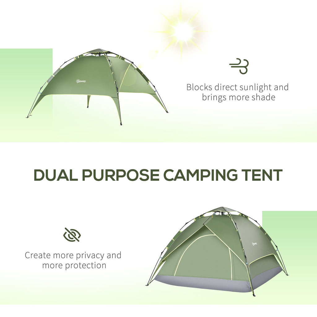 3 Person Pop Up Camping Tent Waterproof Festival Shelter - Blue-4