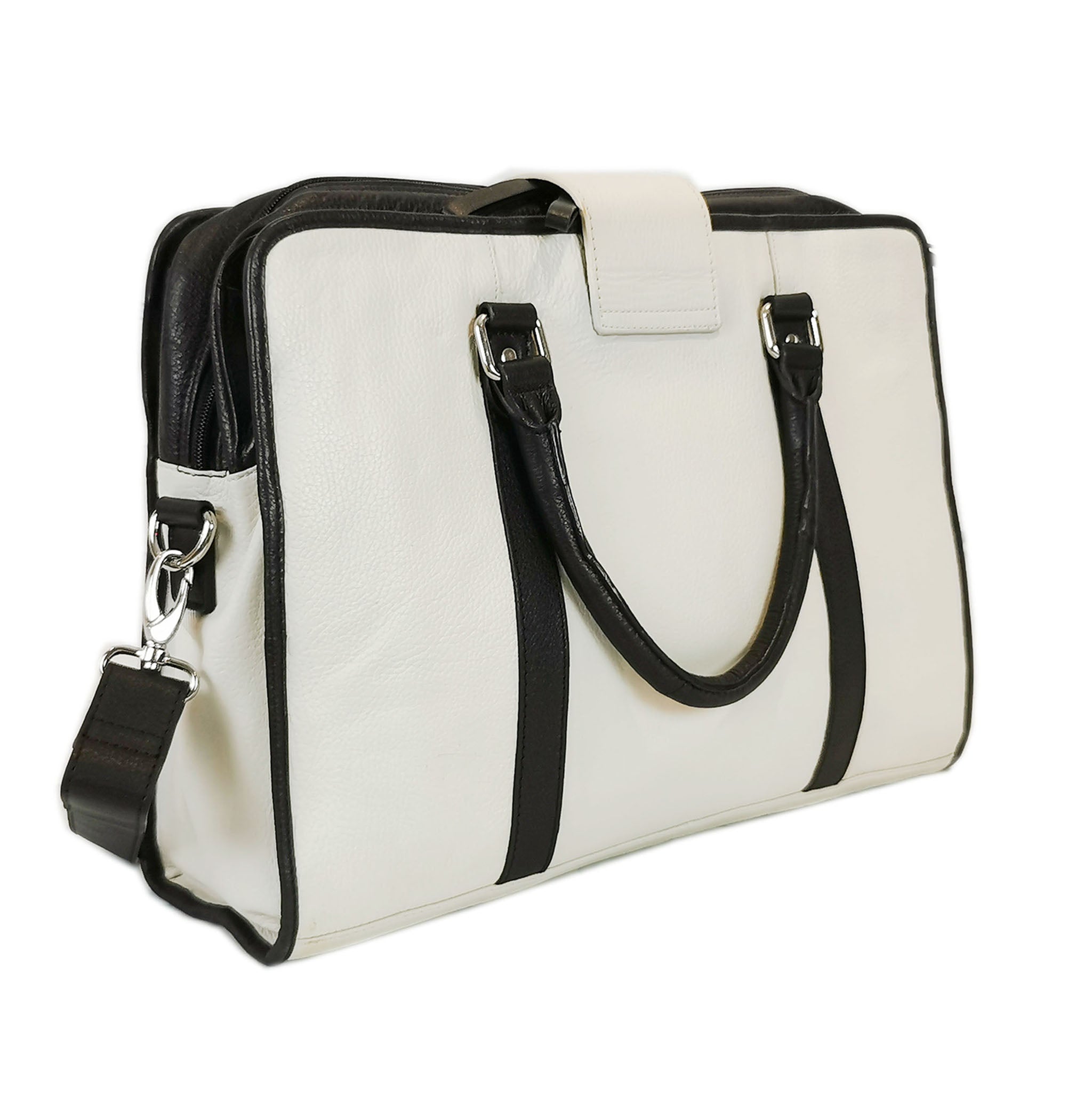 Leather Briefcase, White