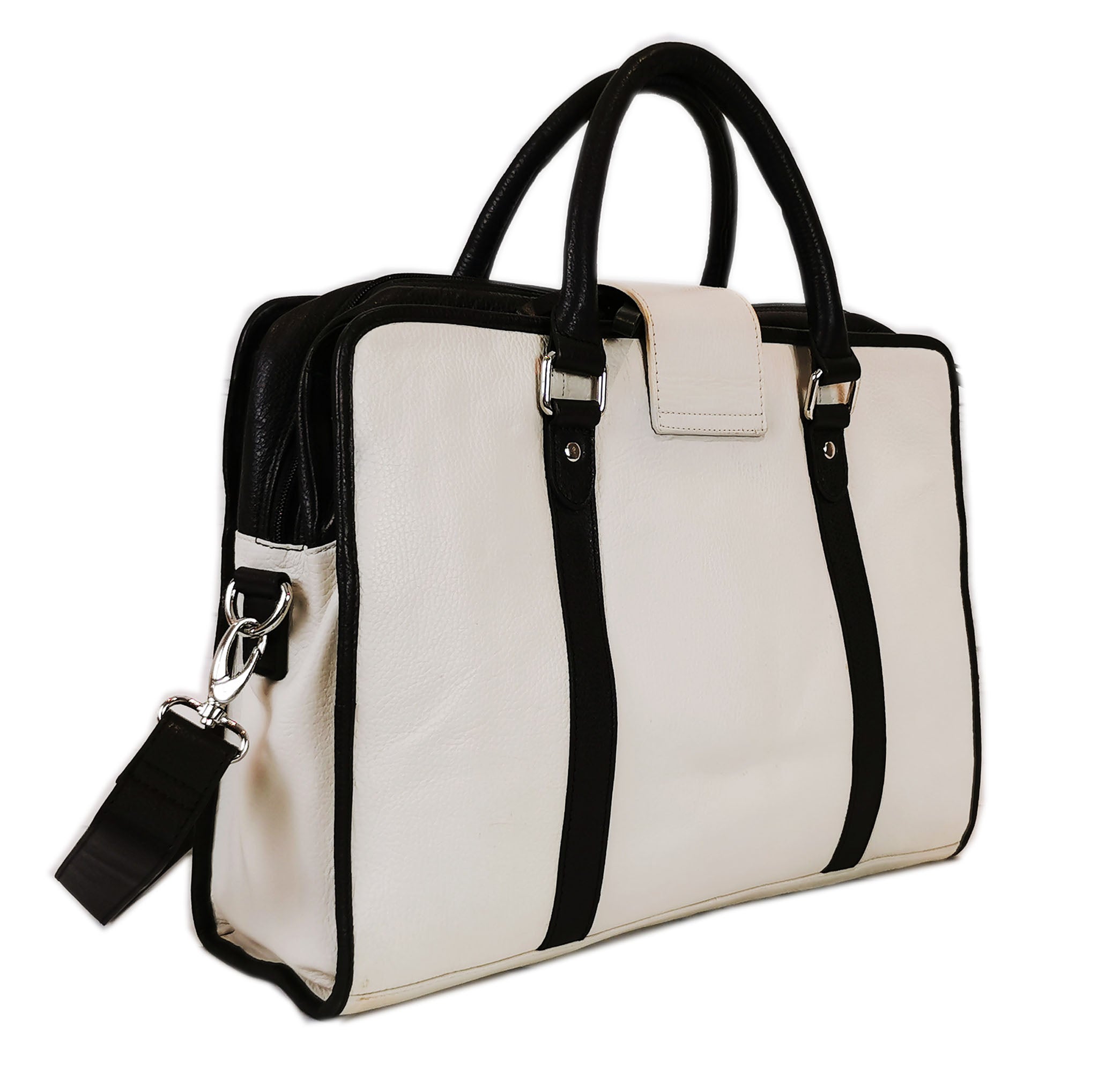 Leather Briefcase, White