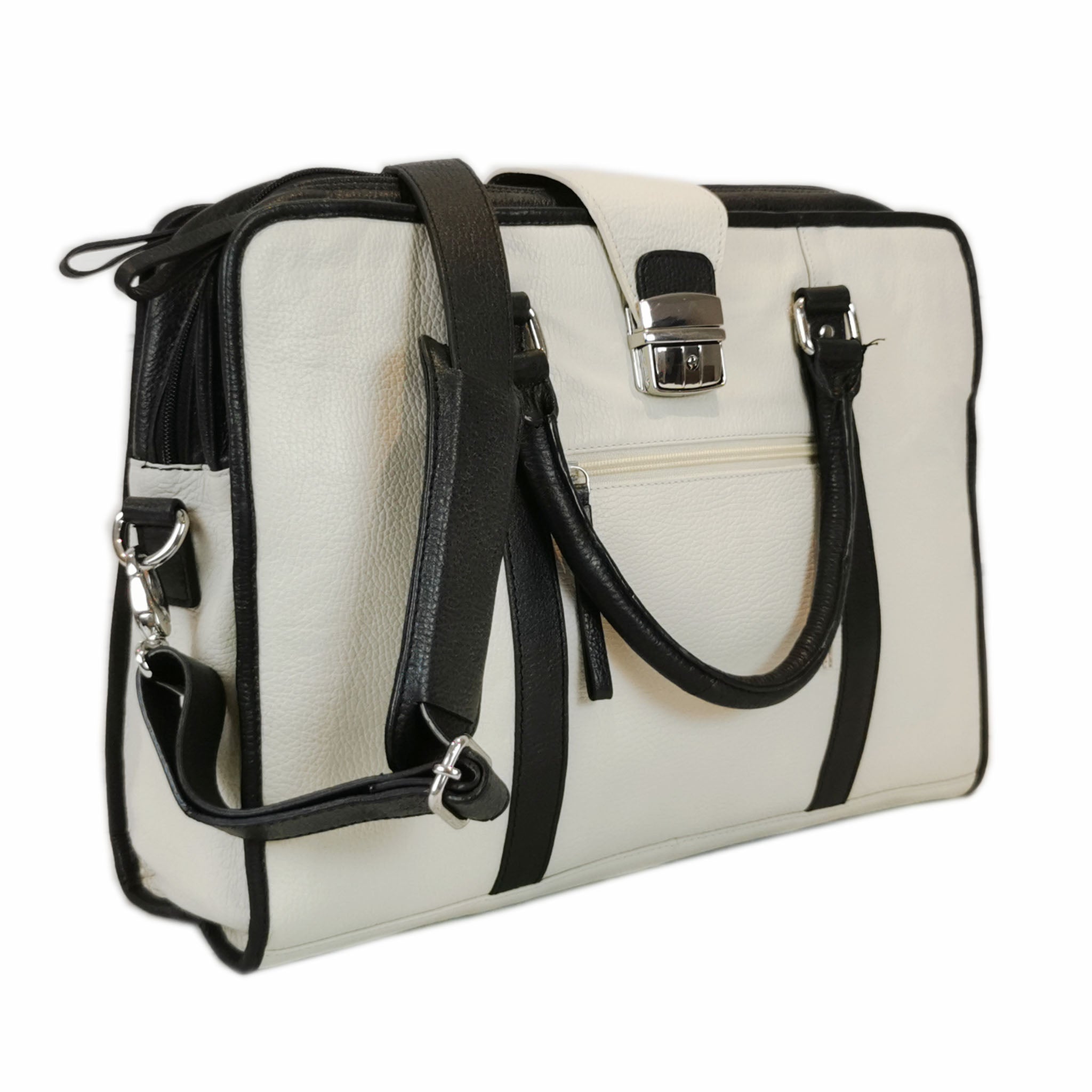 Leather Briefcase, White