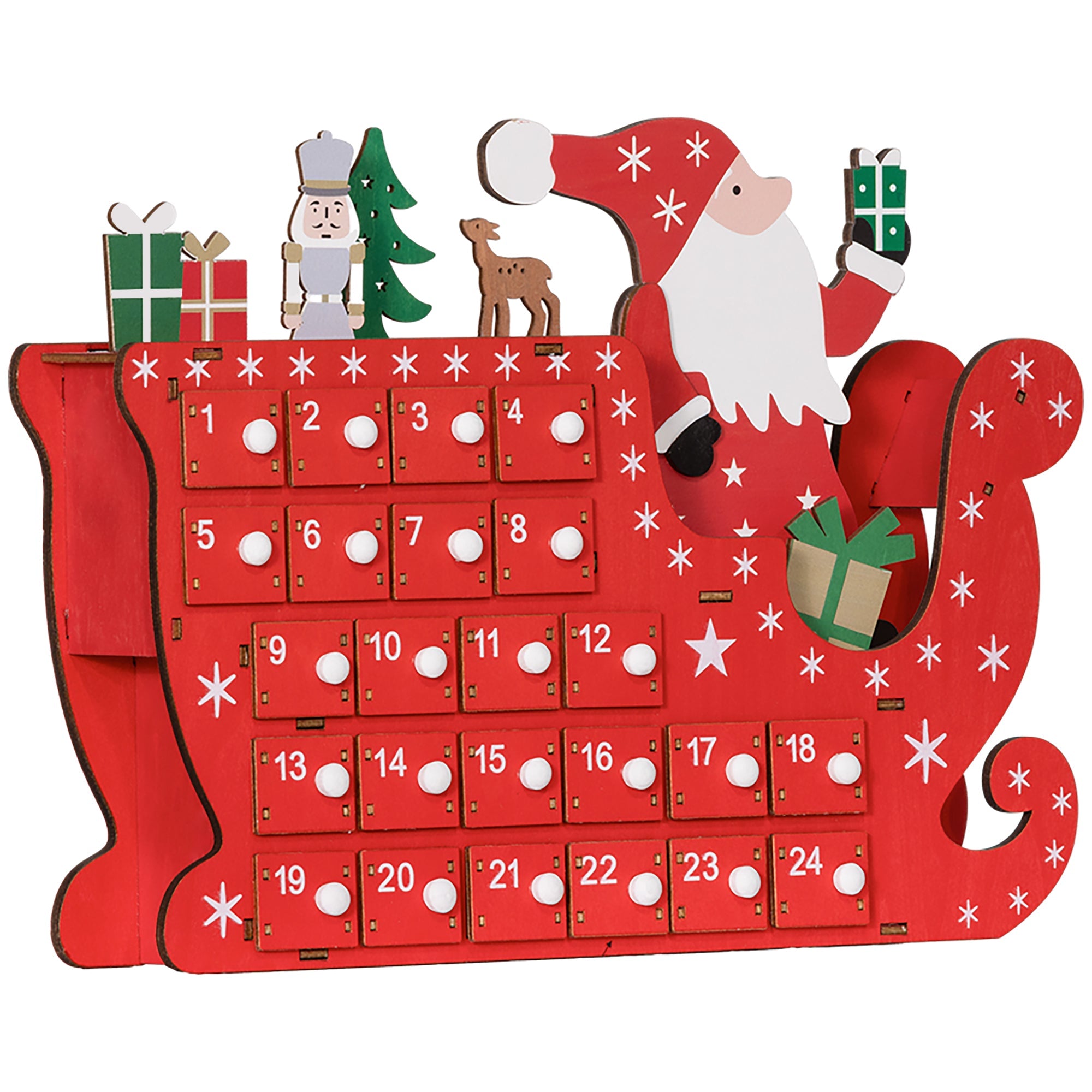 24-Drawer Reusable Santa Sleigh Christmas Advent Calendar-0