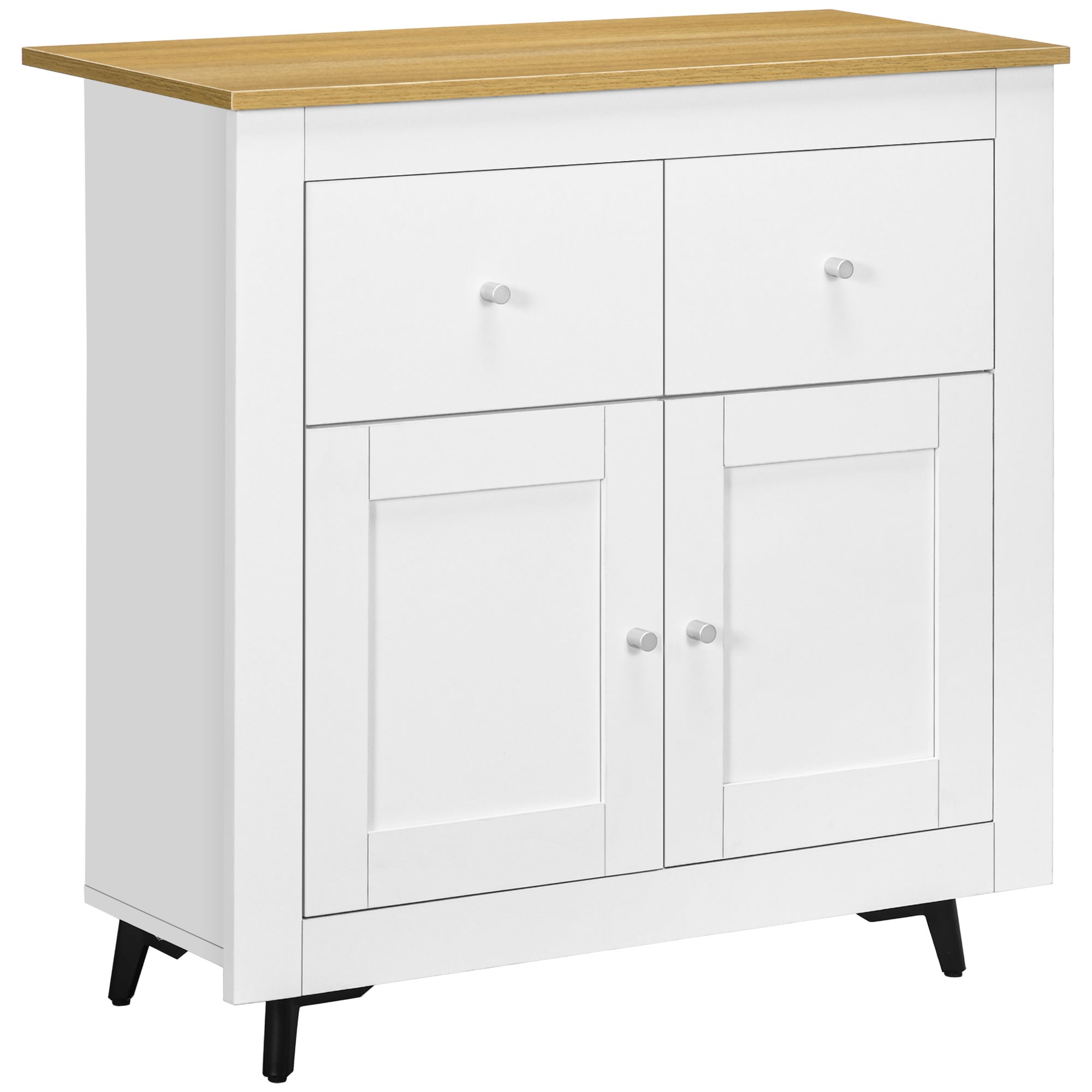 Sideboard Cabinet, Modern Kitchen Cupboard with Double Doors and Drawers for Dining Room, Living Room and Entryway, White-0