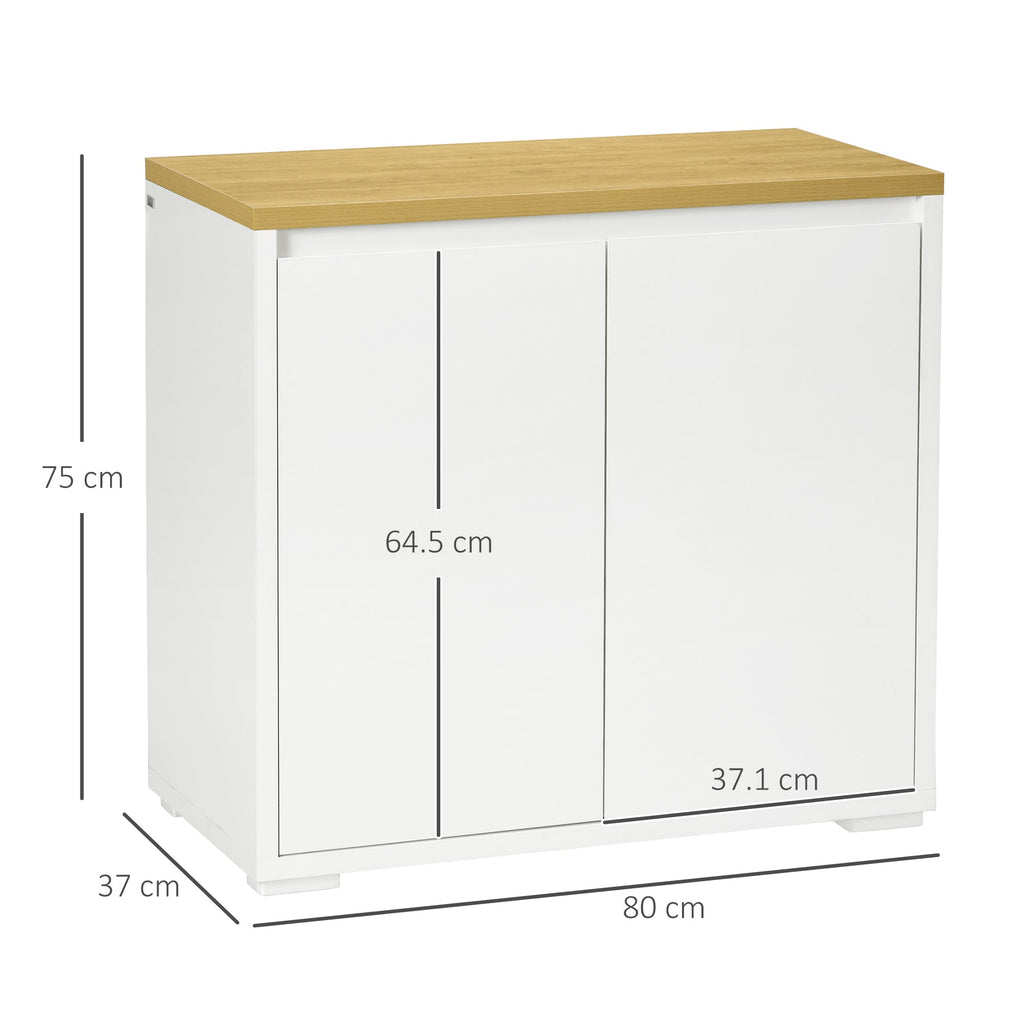 Sideboard Cabinet, Kitchen Storage Cabinet with Double Doors and Adjustable Shelf for Living Room, Entryway, White-2