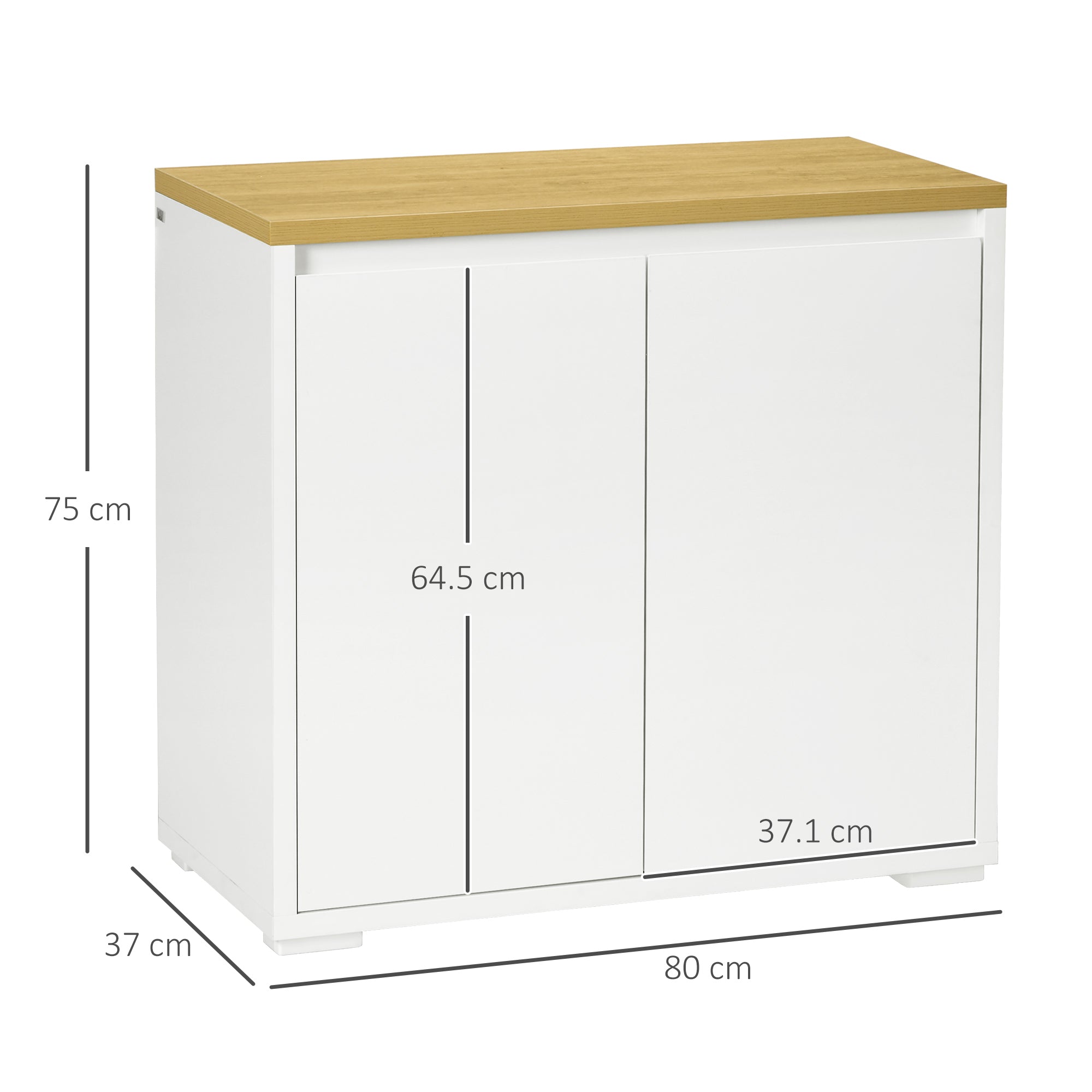 Sideboard Cabinet, Kitchen Storage Cabinet with Double Doors and Adjustable Shelf for Living Room, Entryway, White-2