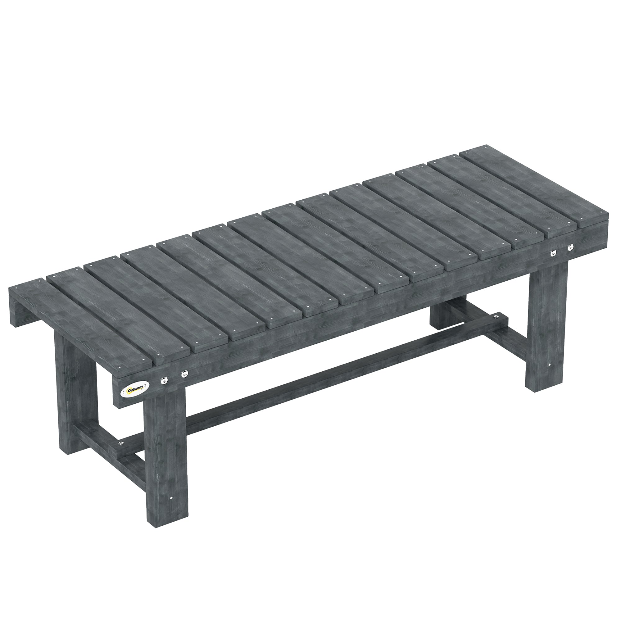 2-Seater Garden Wooden Bench, Grey-0