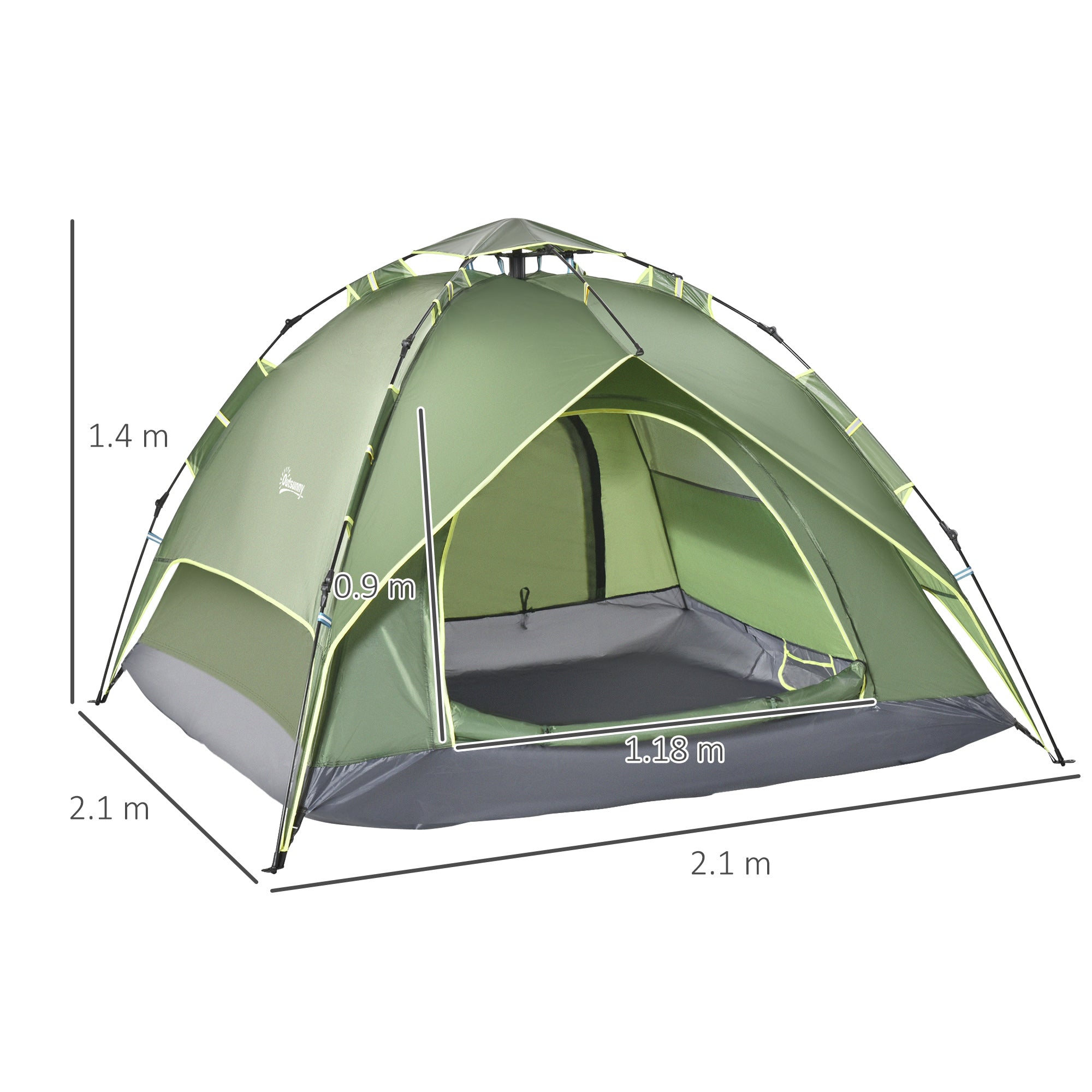3 Person Pop Up Camping Tent Waterproof Festival Shelter - Blue-2