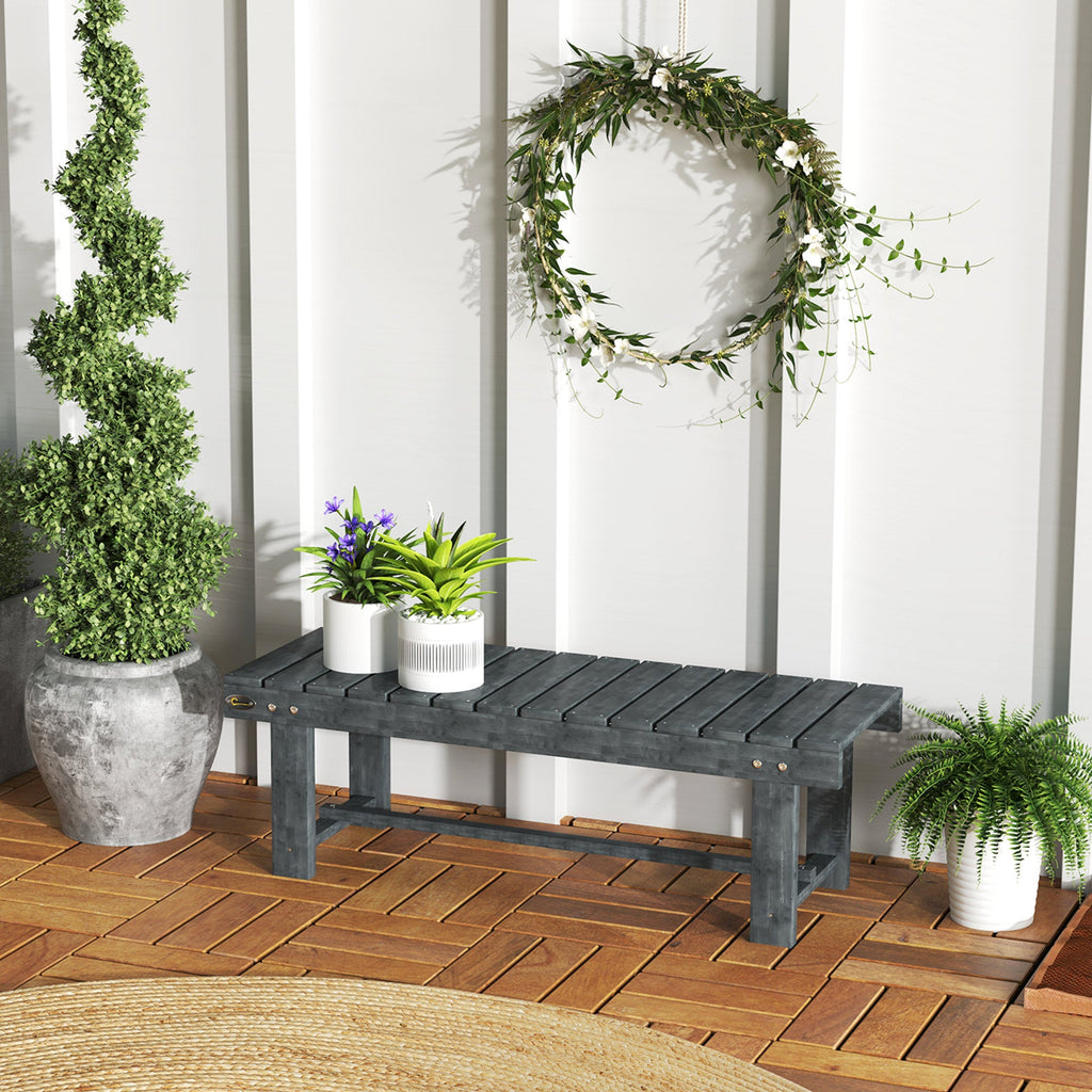 2-Seater Garden Wooden Bench, Grey-1