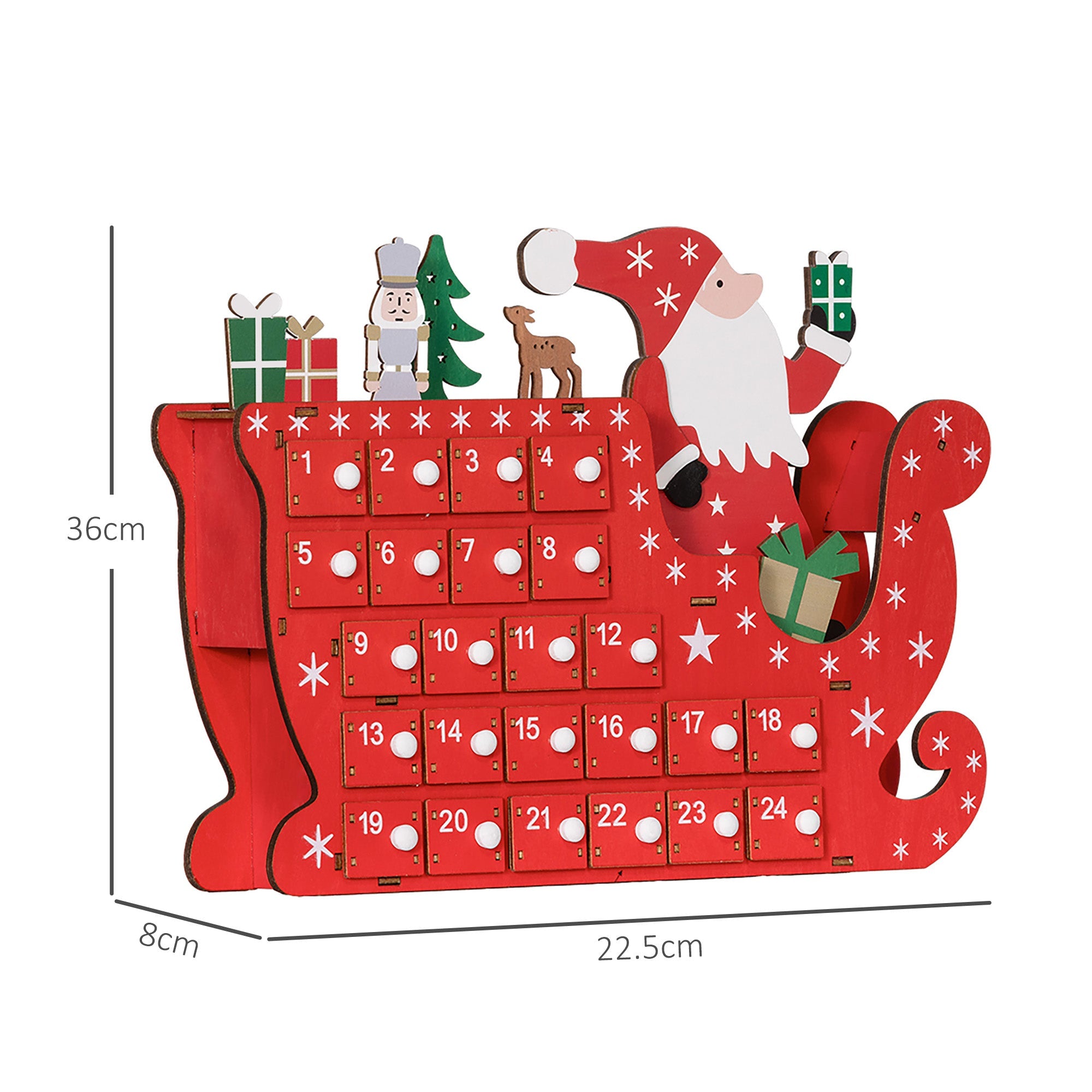 24-Drawer Reusable Santa Sleigh Christmas Advent Calendar-2