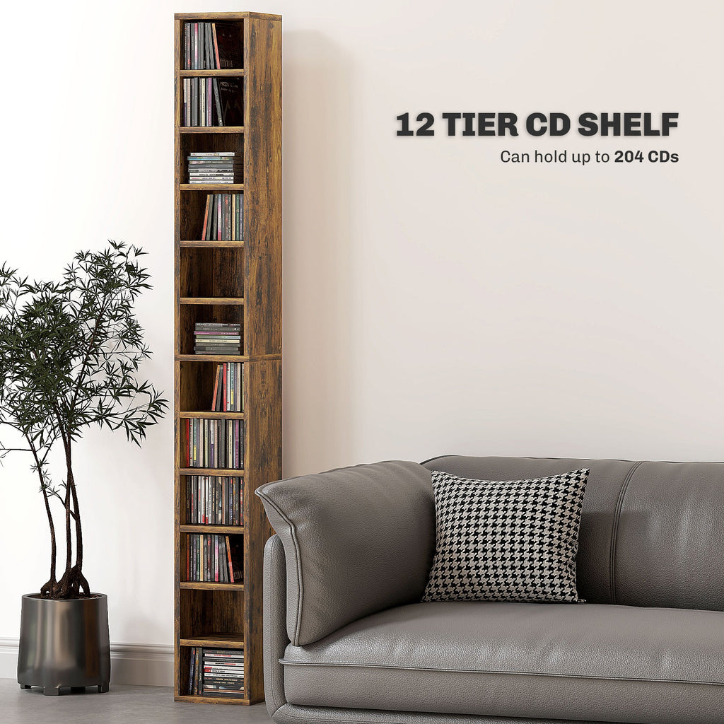 204 CD Tall Narrow Media Storage Tower - Rustic Brown-3