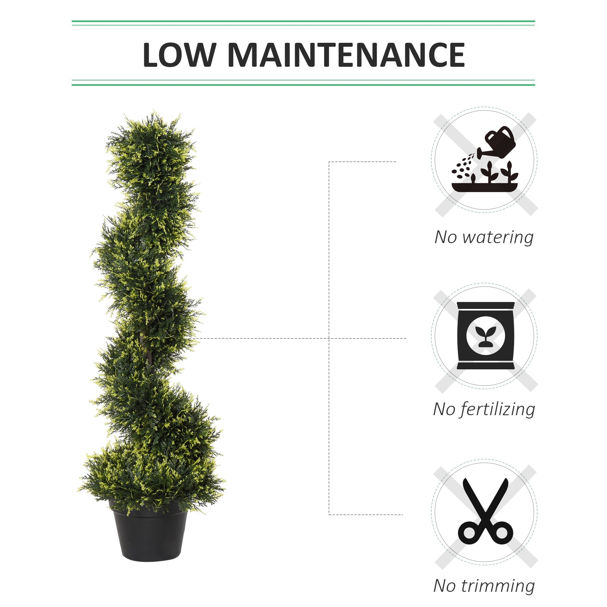 Set Of 2 Artificial Tree 90cm/3FT Artificial Spiral Topiary Trees w/ Pot Fake Indoor Outdoor Greenery Plant Home Office Garden Décor Green-4