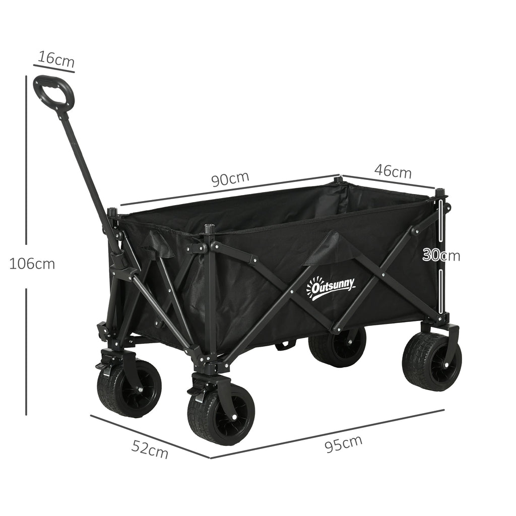 Folding Garden Trolley with Carry Bag 120KG Capacity Black-2