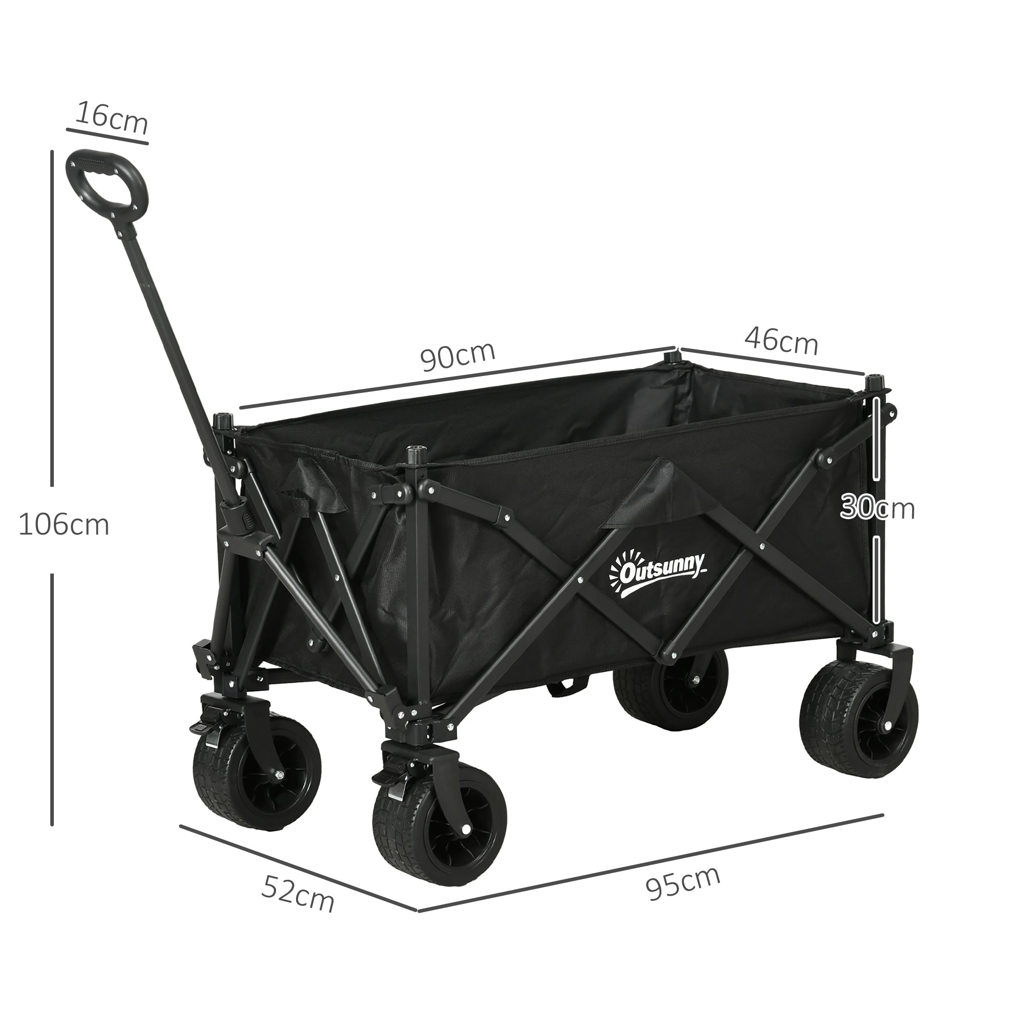 Folding Garden Trolley with Carry Bag 120KG Capacity Black-2