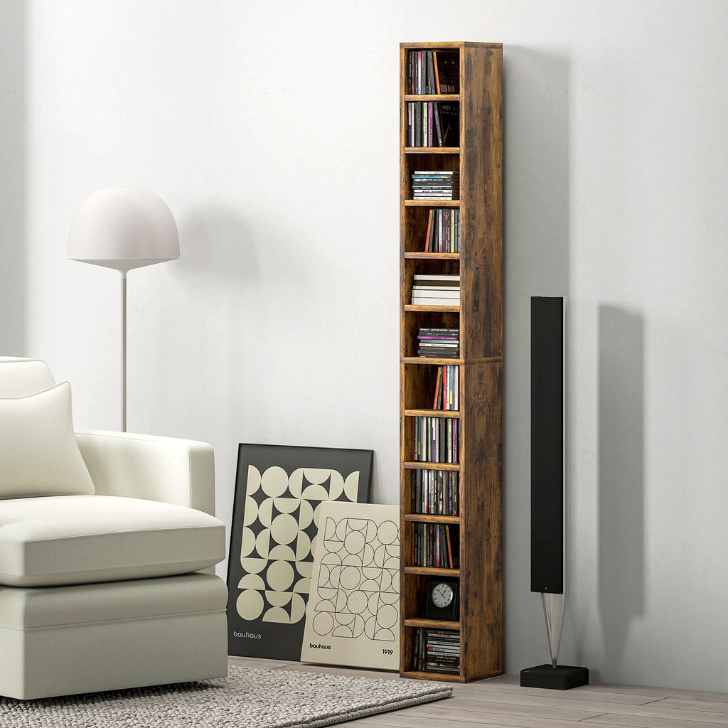 204 CD Tall Narrow Media Storage Tower - Rustic Brown-1