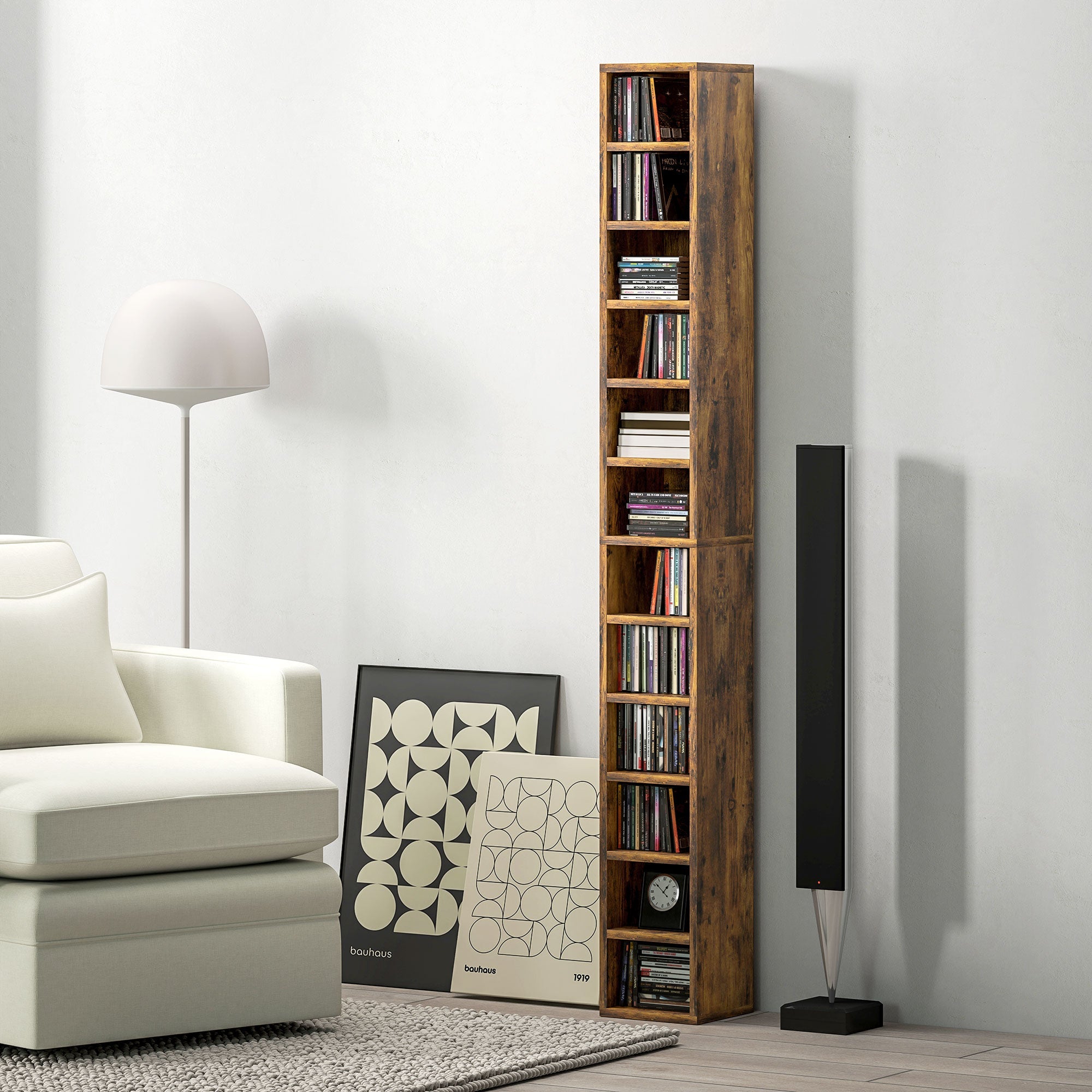 204 CD Tall Narrow Media Storage Tower - Rustic Brown-1