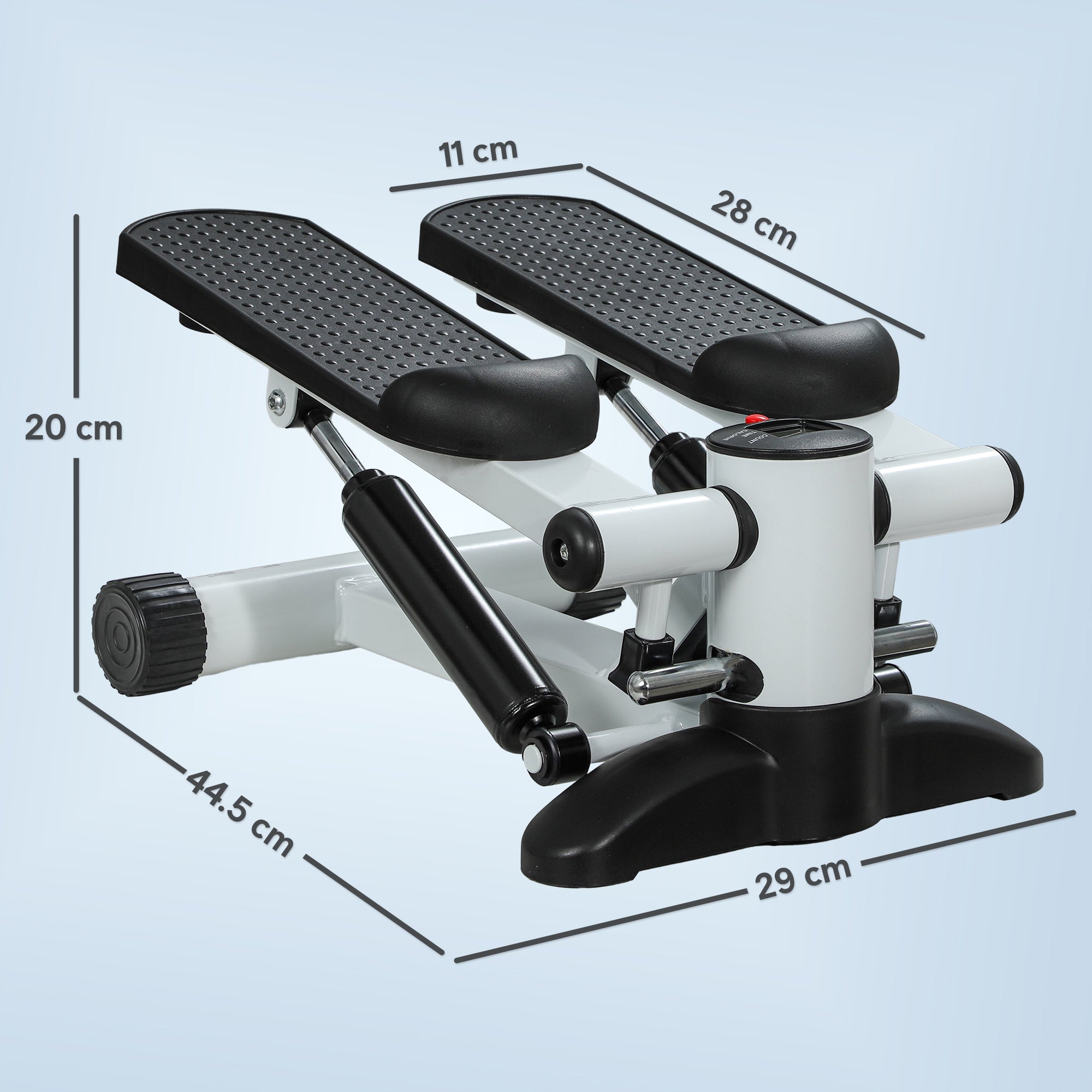 Mini Stepper Machine with LCD Monitor and Non-Slip Pedals - White-2