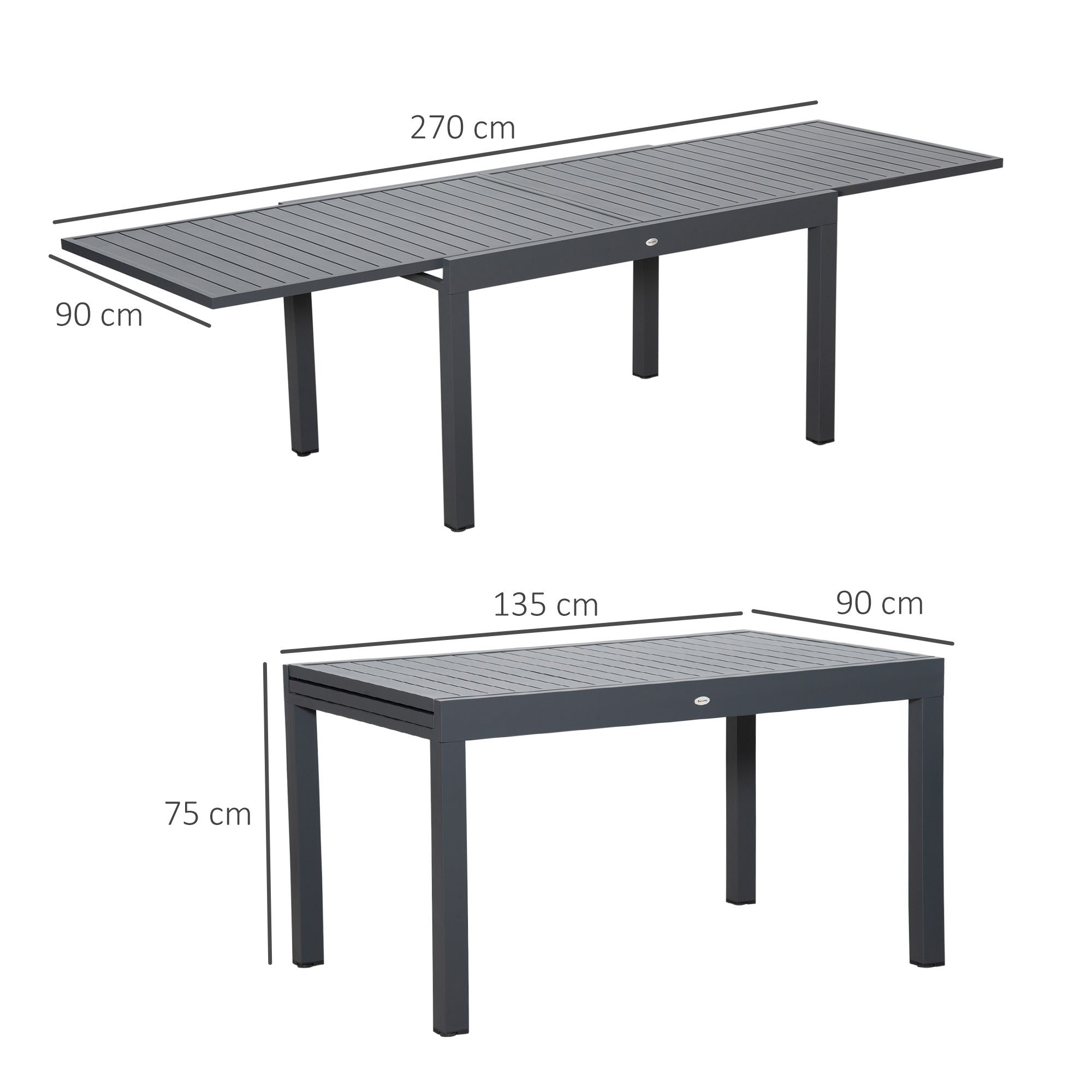 10 Seater Extendable Garden Dining Table with Aluminium Frame Grey-2