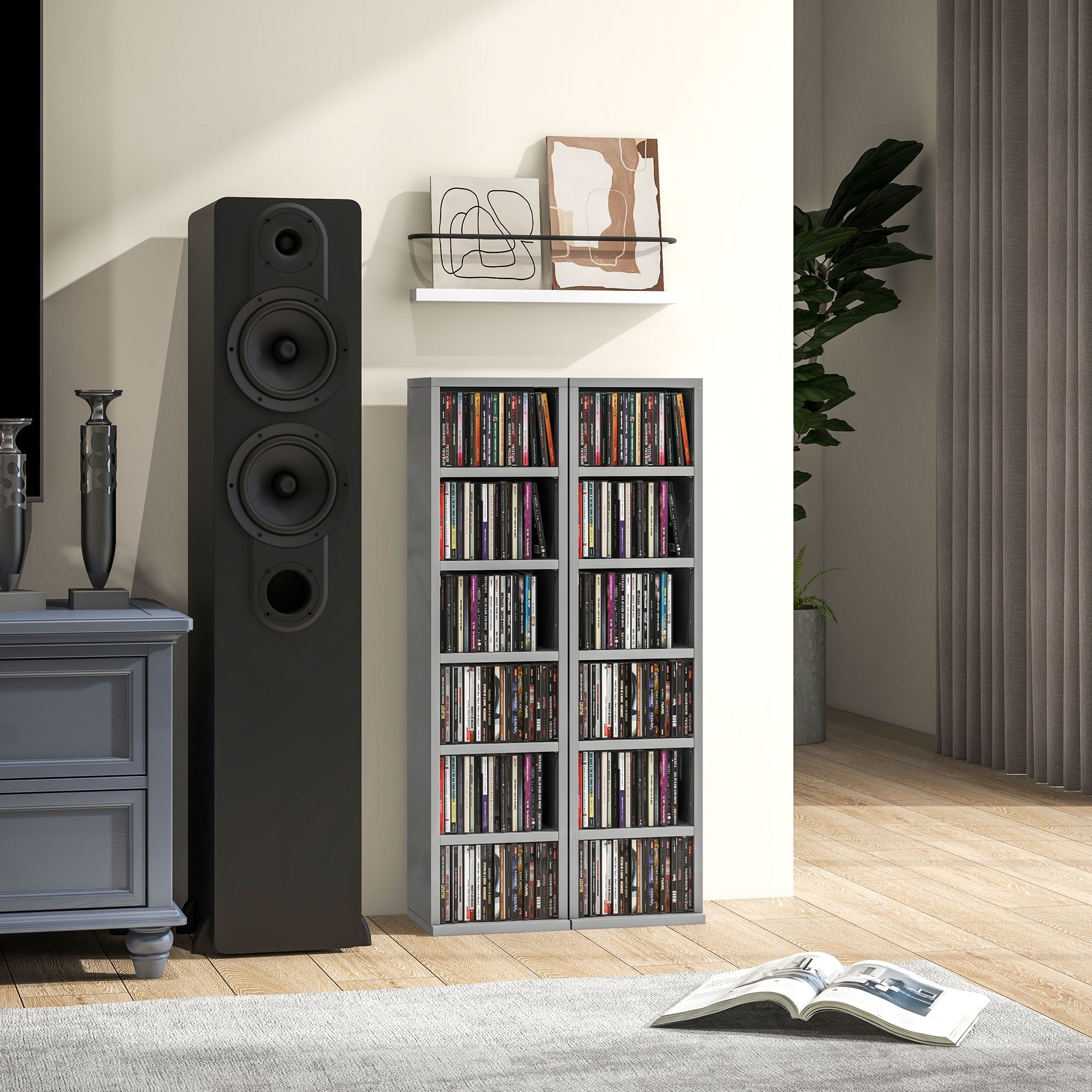 Set of Two 102 CD Storage Units - High Gloss Grey-1