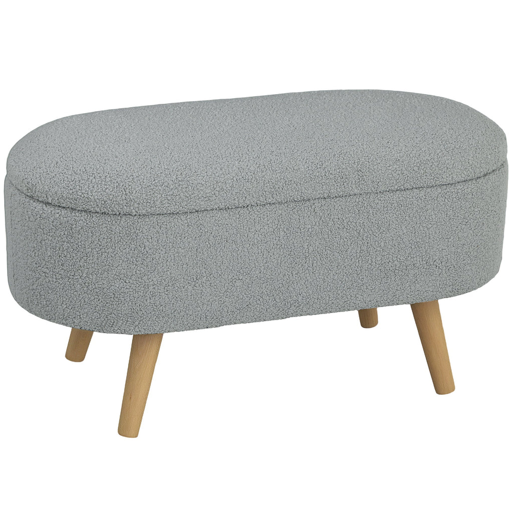 Teddy Fleece Storage Ottoman - Grey-0